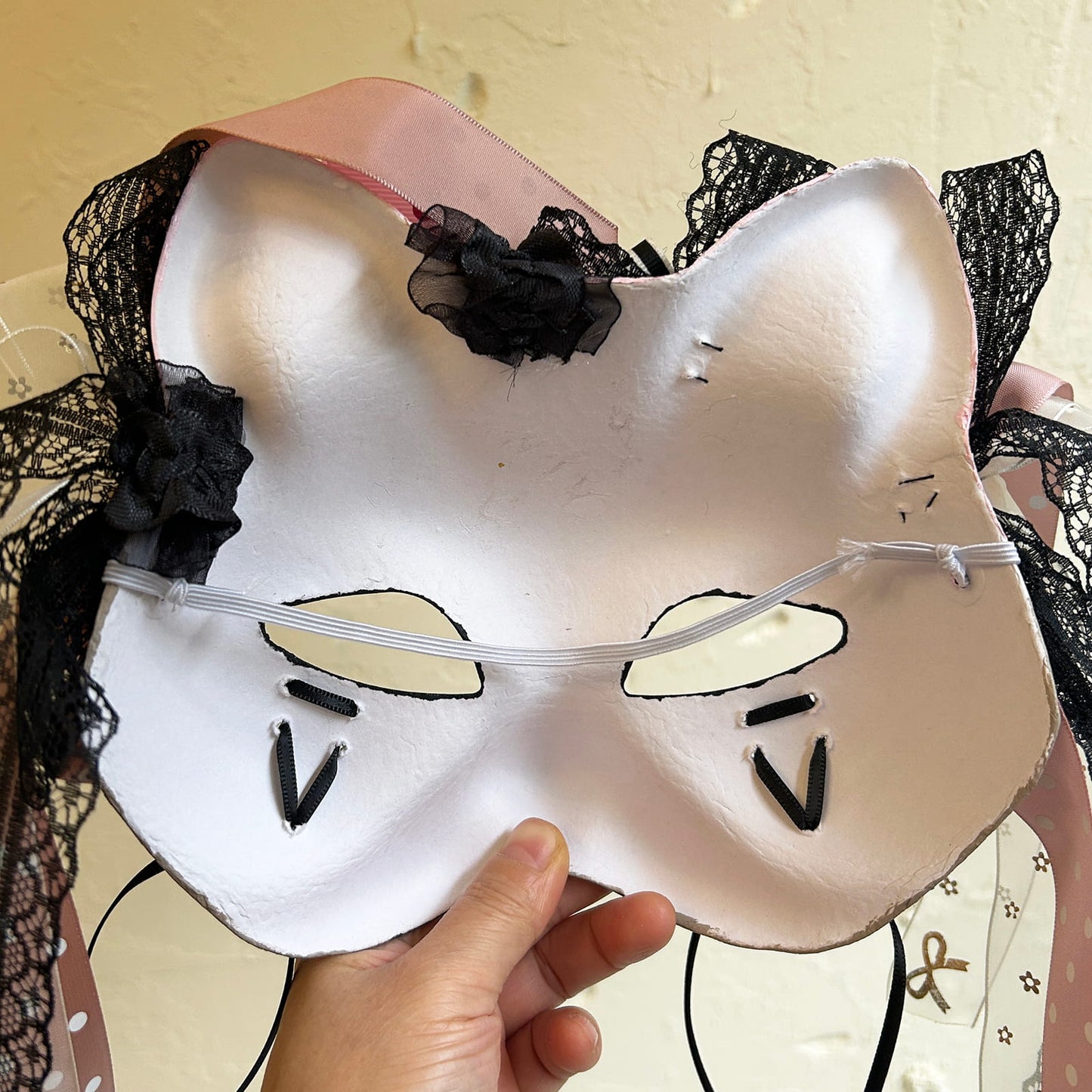Handmade Cosplay Masquerade cat mask kabuki 09