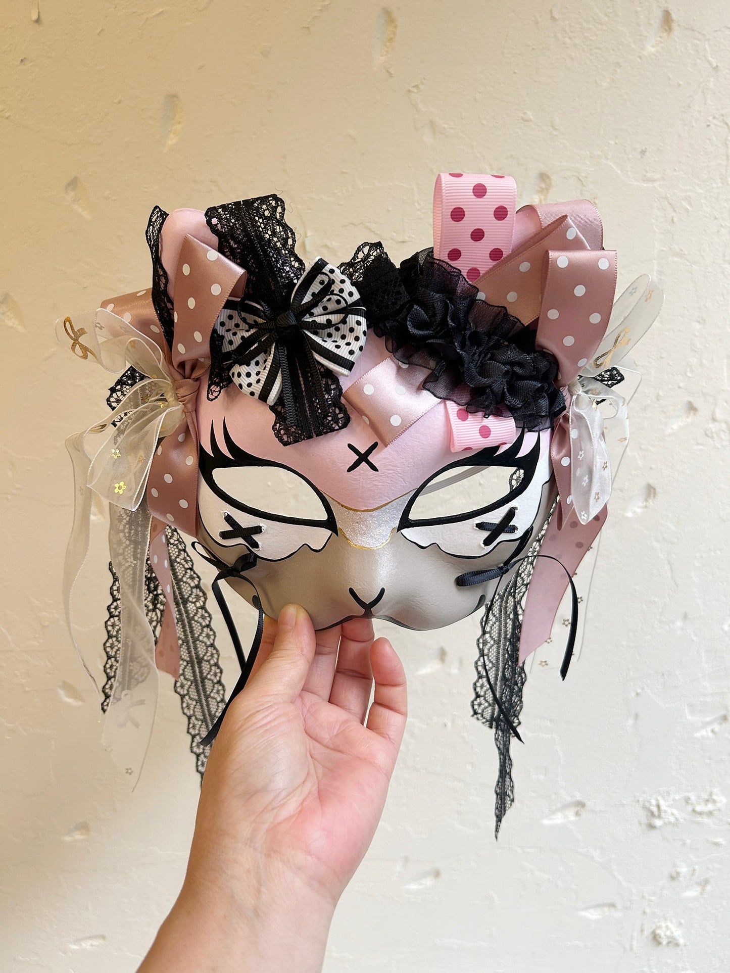 Handmade Cosplay Masquerade cat mask kabuki 09
