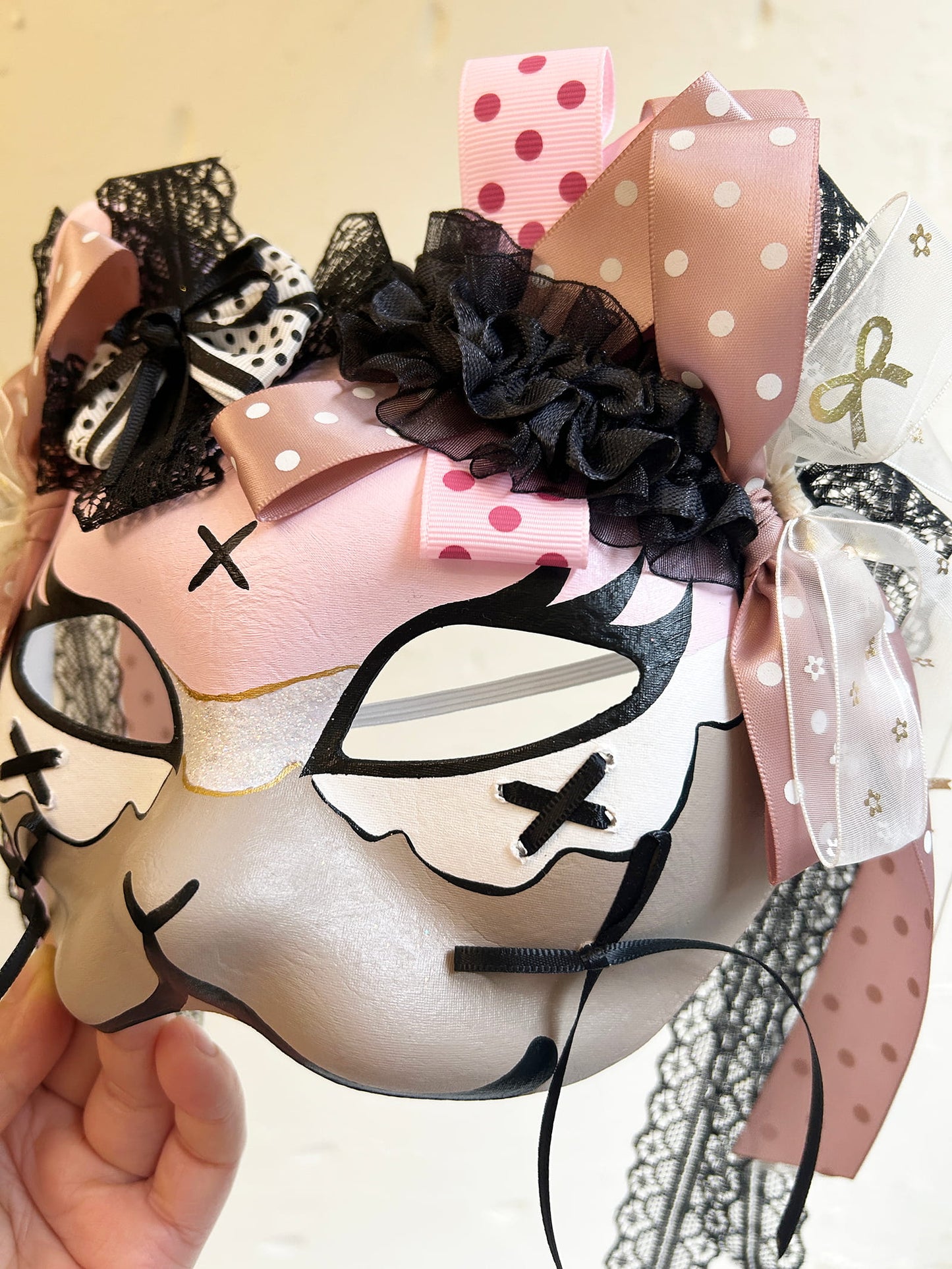 Handmade Cosplay Masquerade cat mask kabuki 09