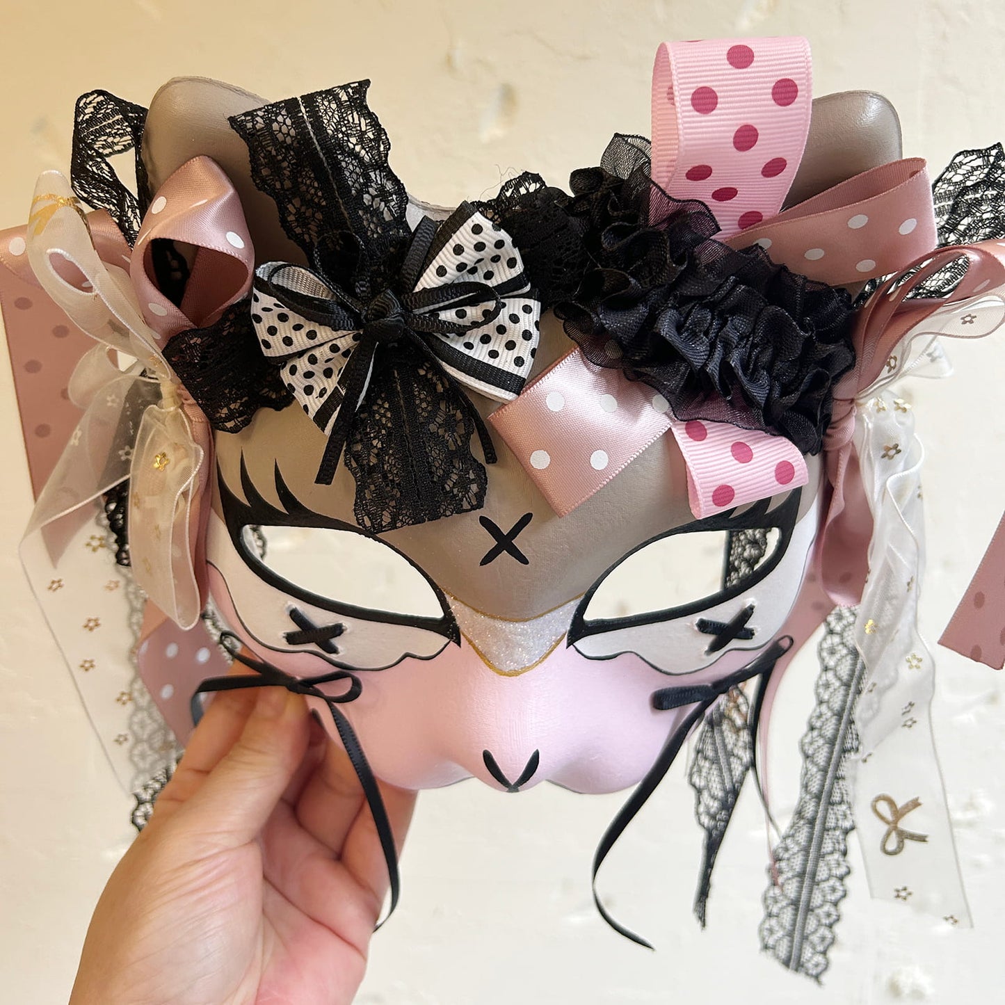 Handmade Cosplay Masquerade cat mask kabuki 10
