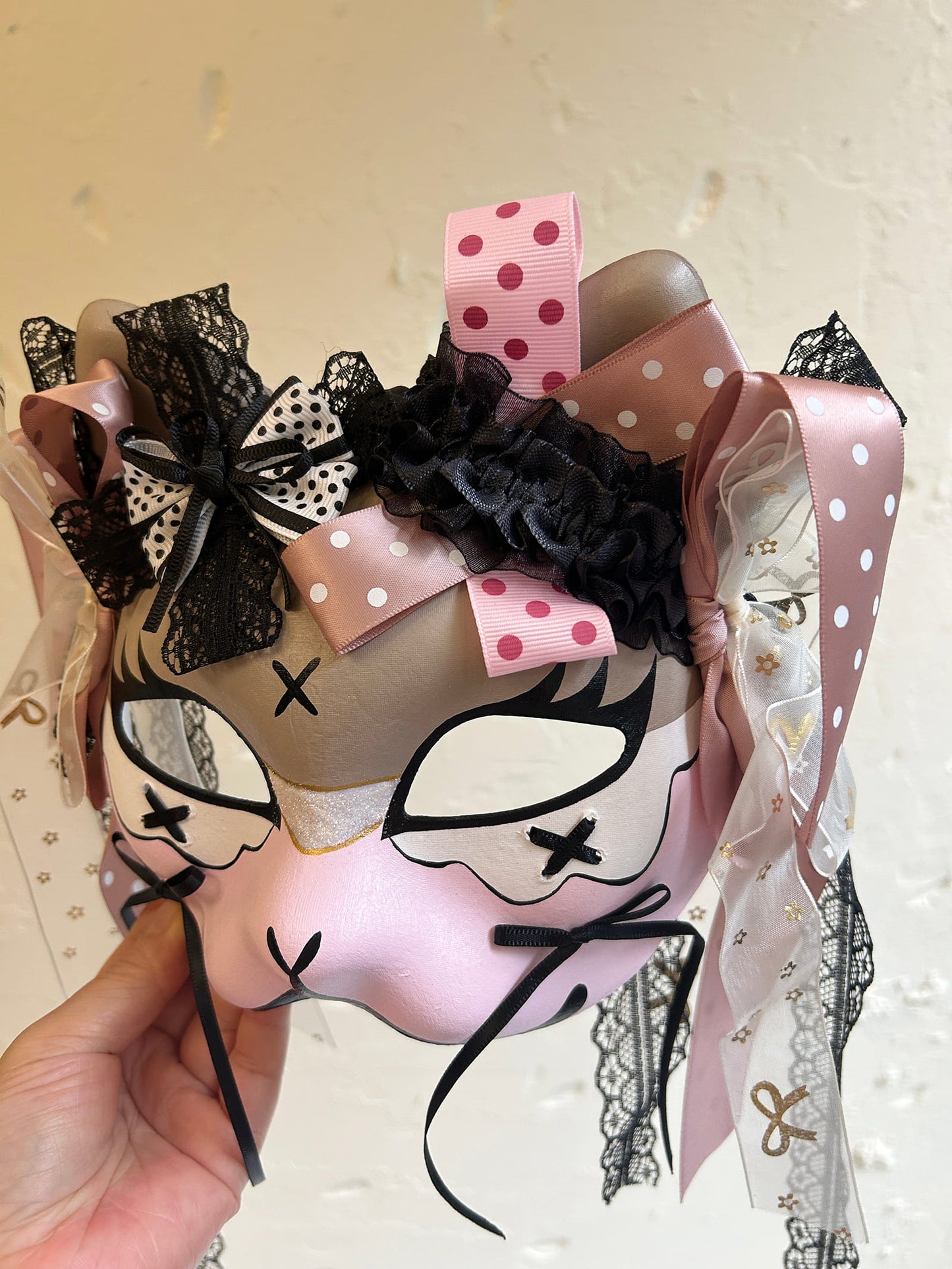 Handmade Cosplay Masquerade cat mask kabuki 10