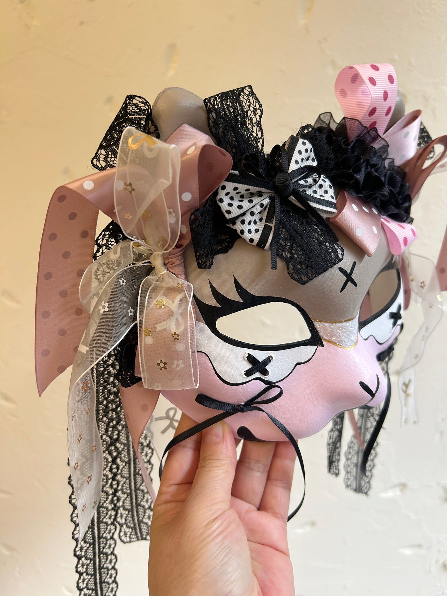 Handmade Cosplay Masquerade cat mask kabuki 10