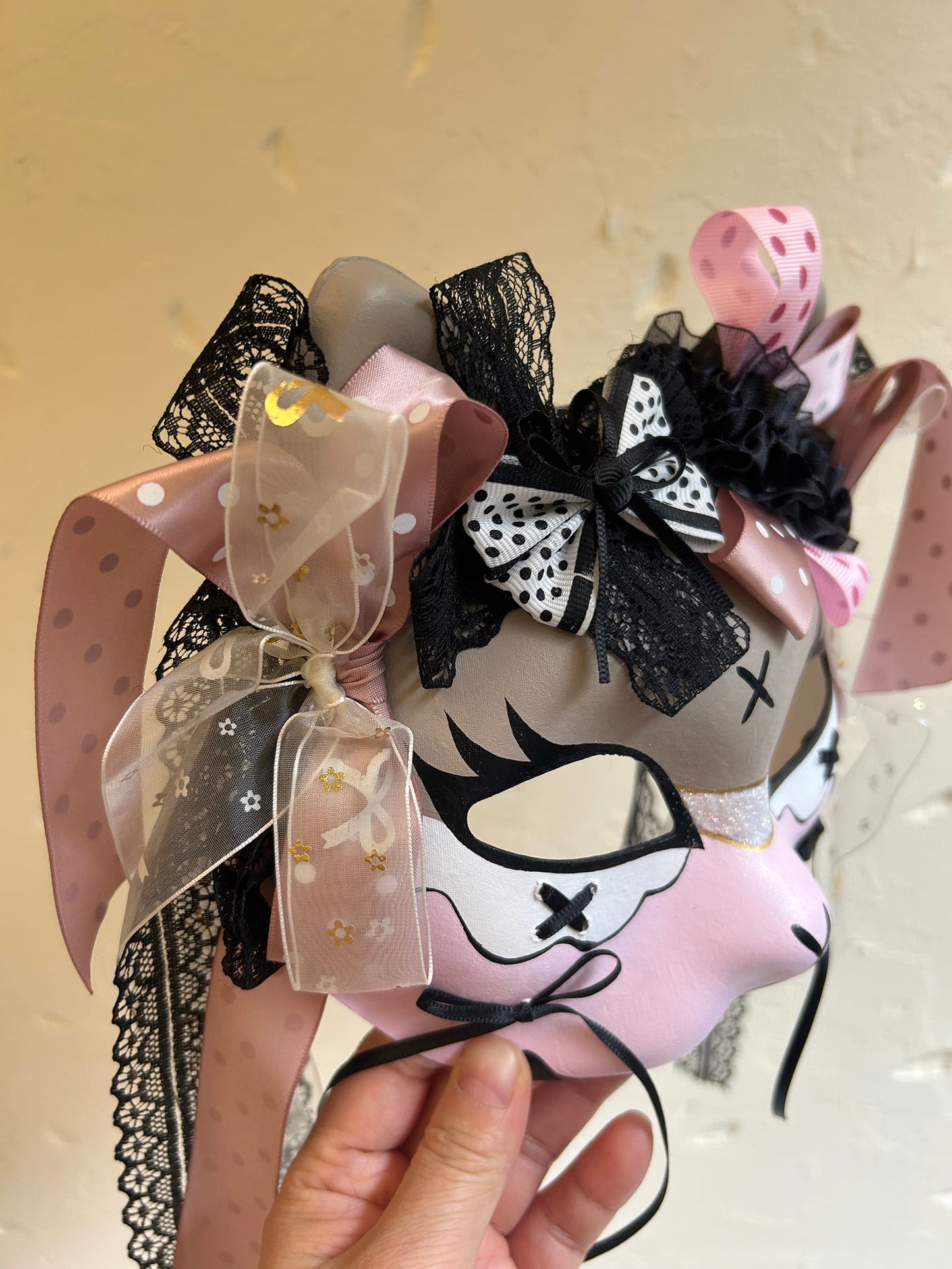 Handmade Cosplay Masquerade cat mask kabuki 10