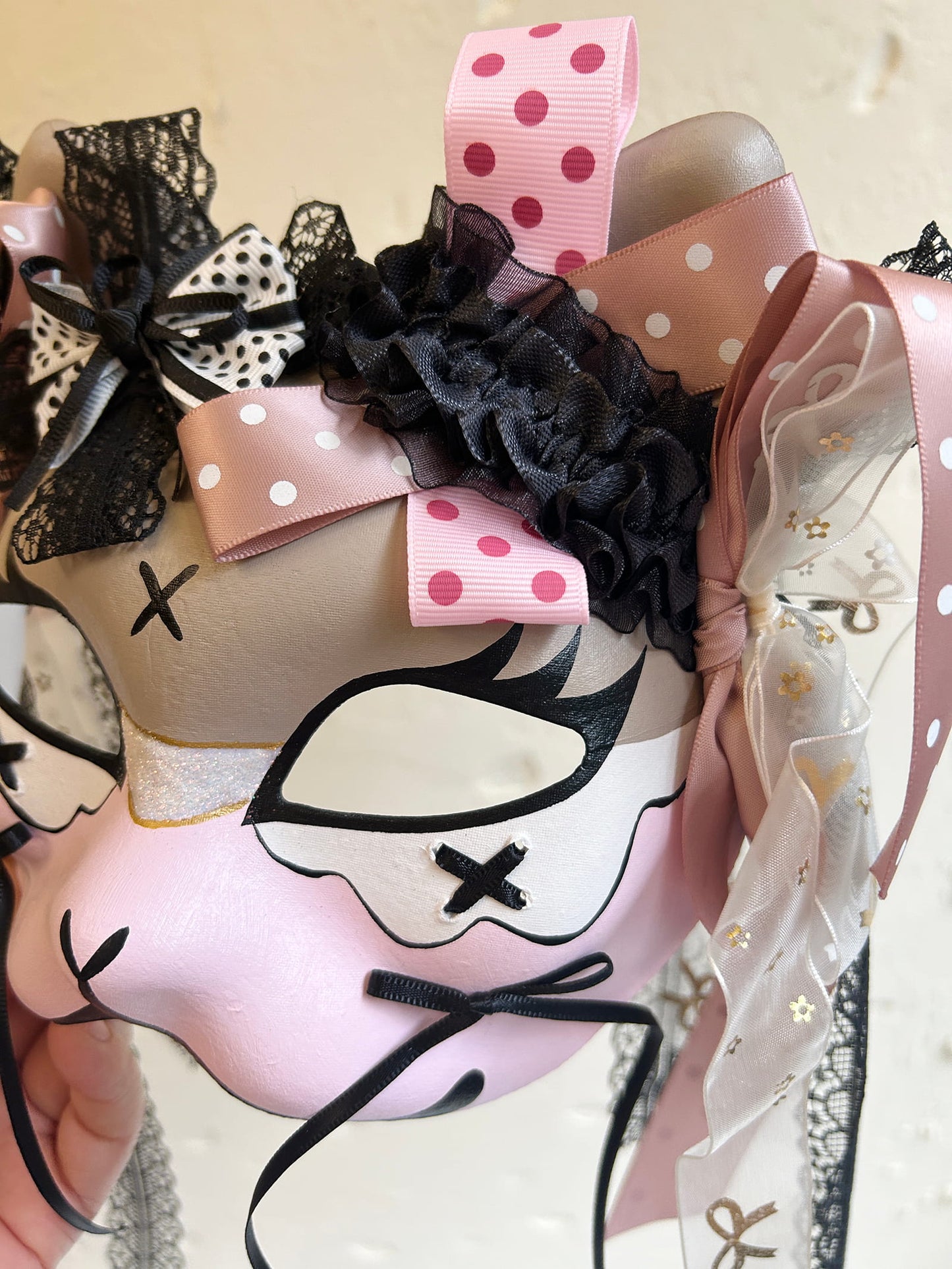 Handmade Cosplay Masquerade cat mask kabuki 10