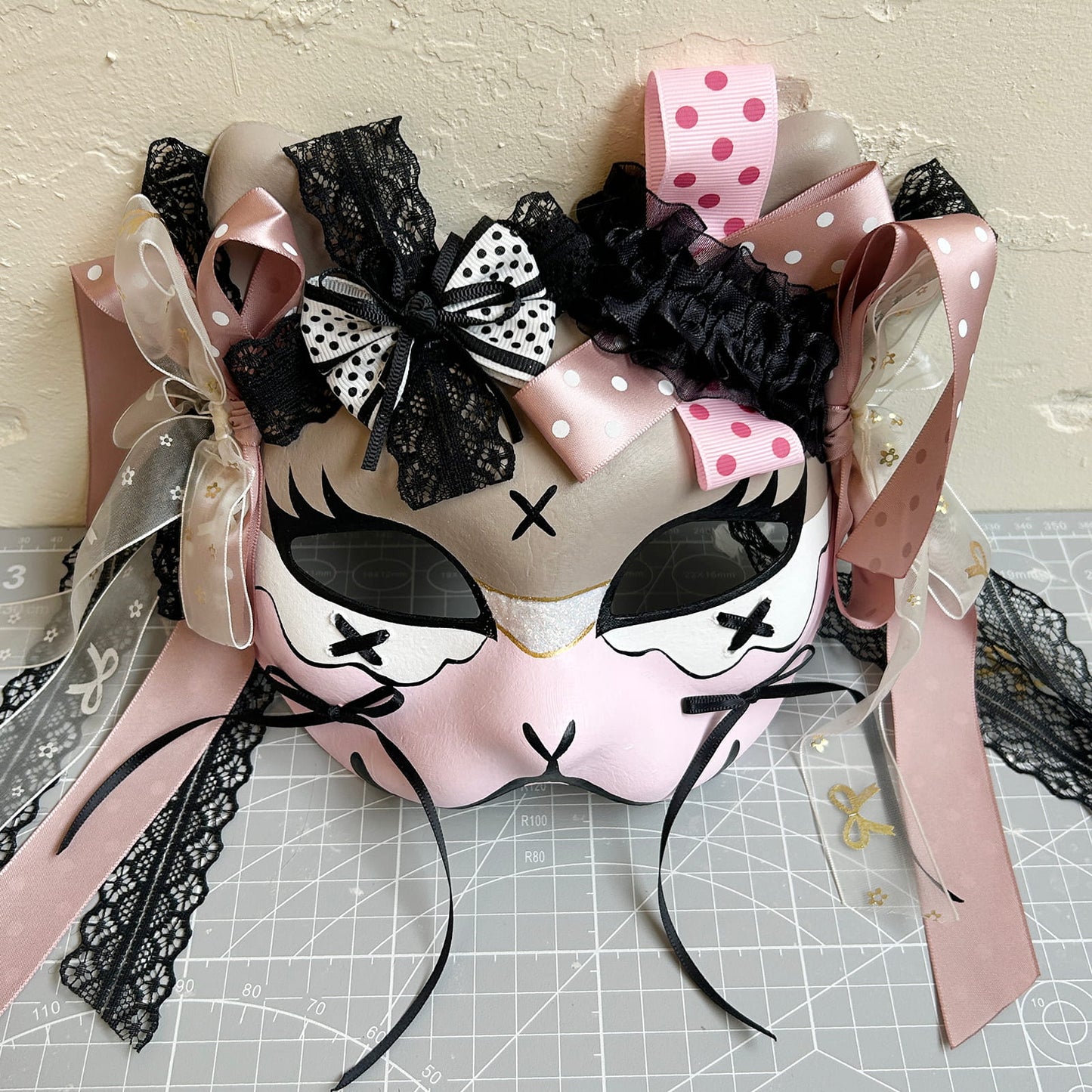 Handmade Cosplay Masquerade cat mask kabuki 10