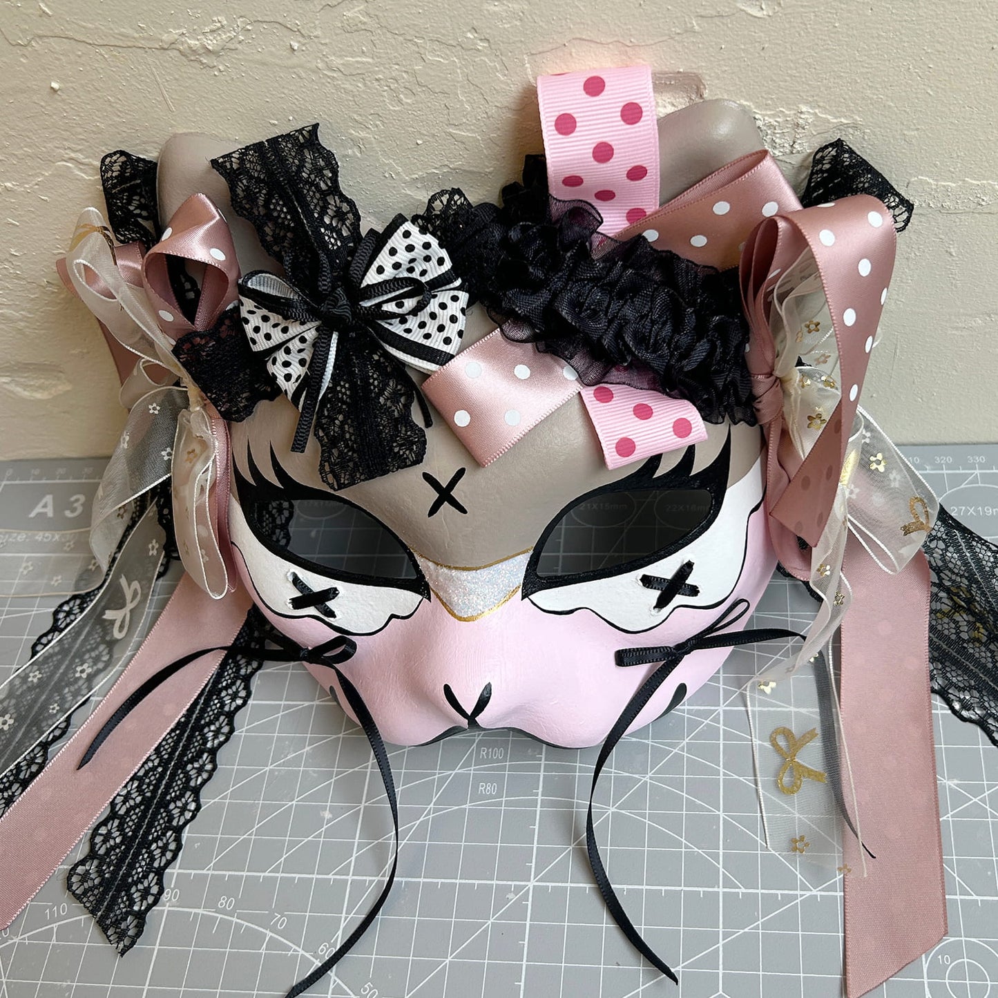 Handmade Cosplay Masquerade cat mask kabuki 10