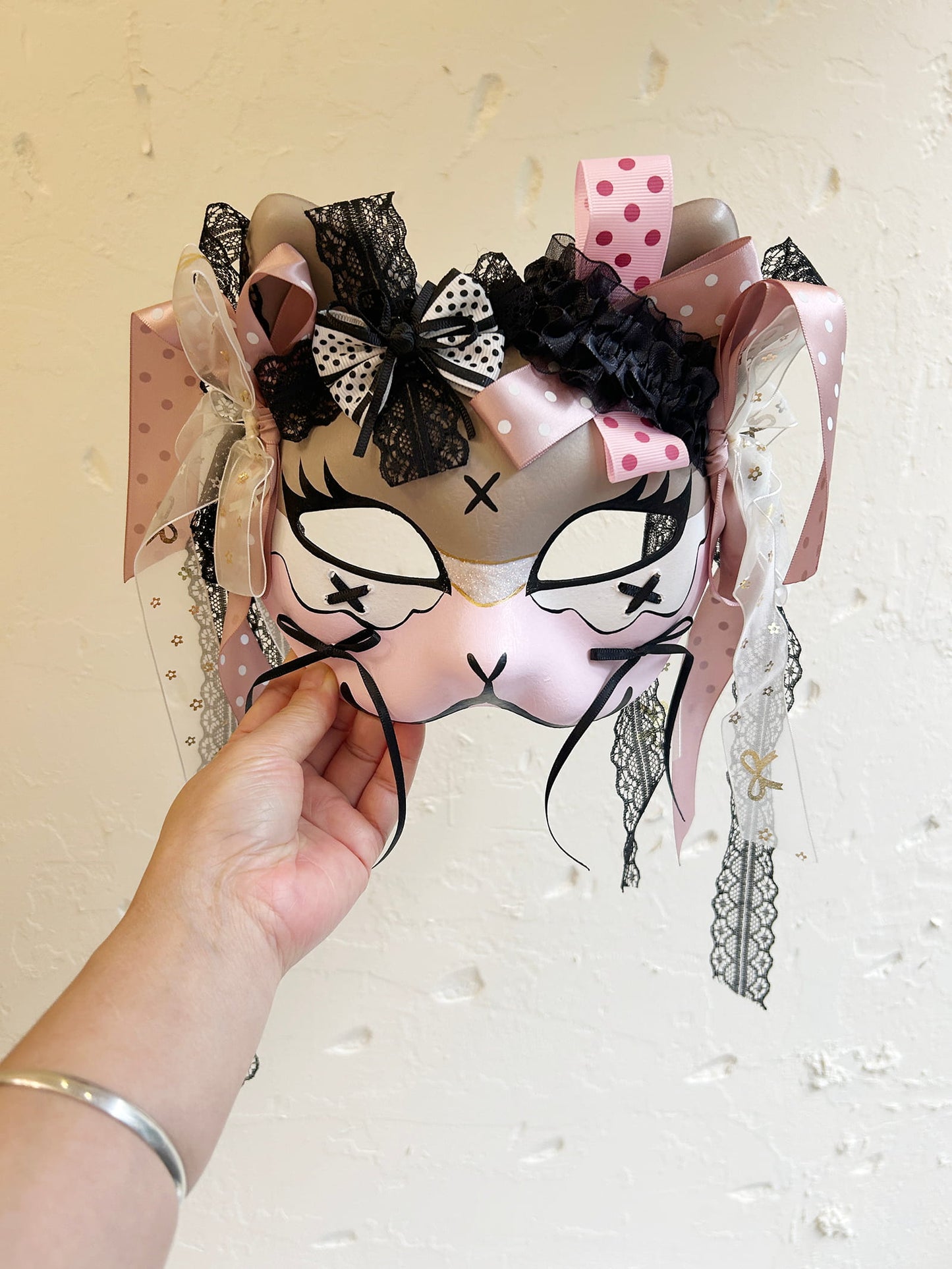 Handmade Cosplay Masquerade cat mask kabuki 10
