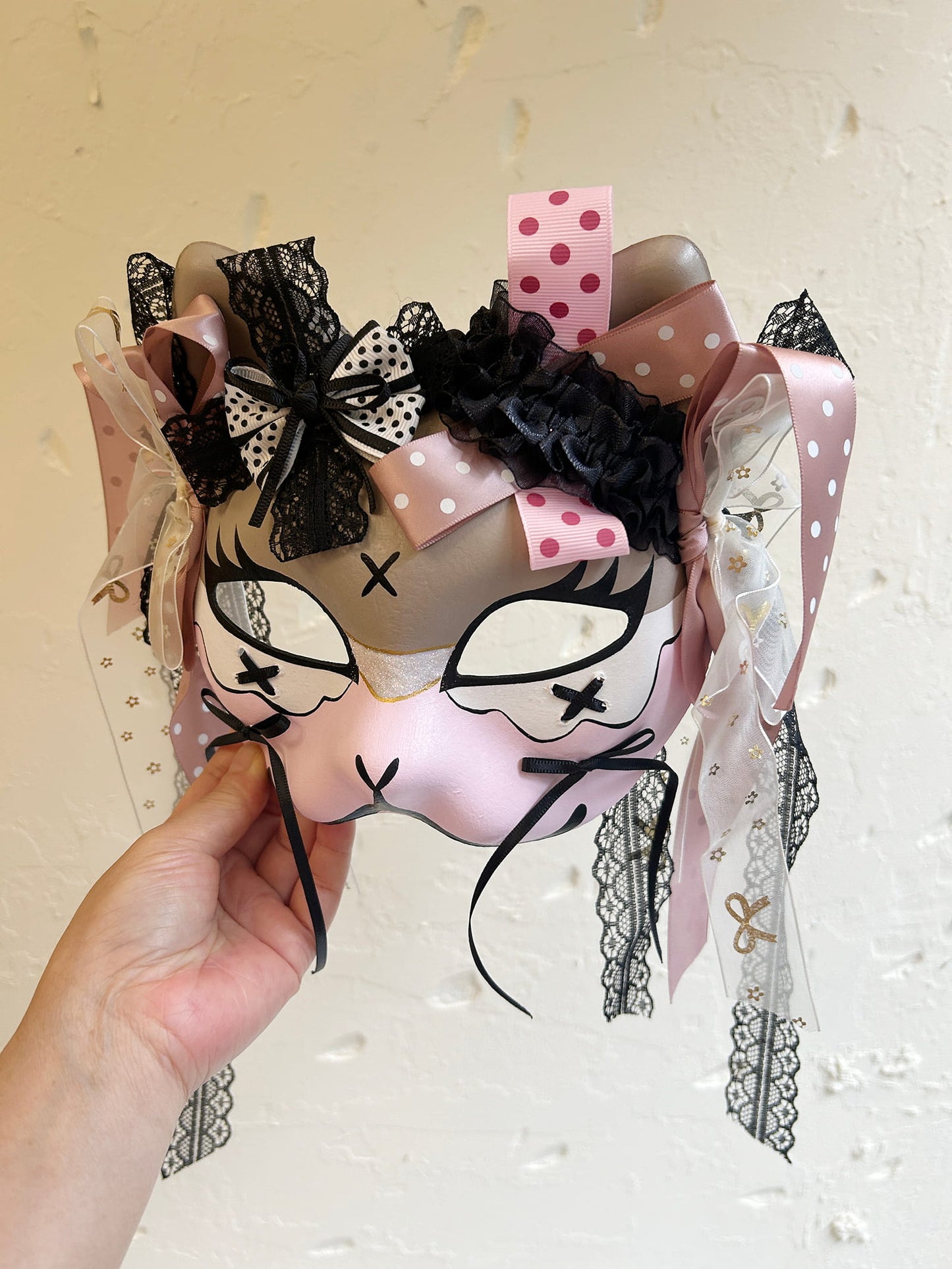 Handmade Cosplay Masquerade cat mask kabuki 10