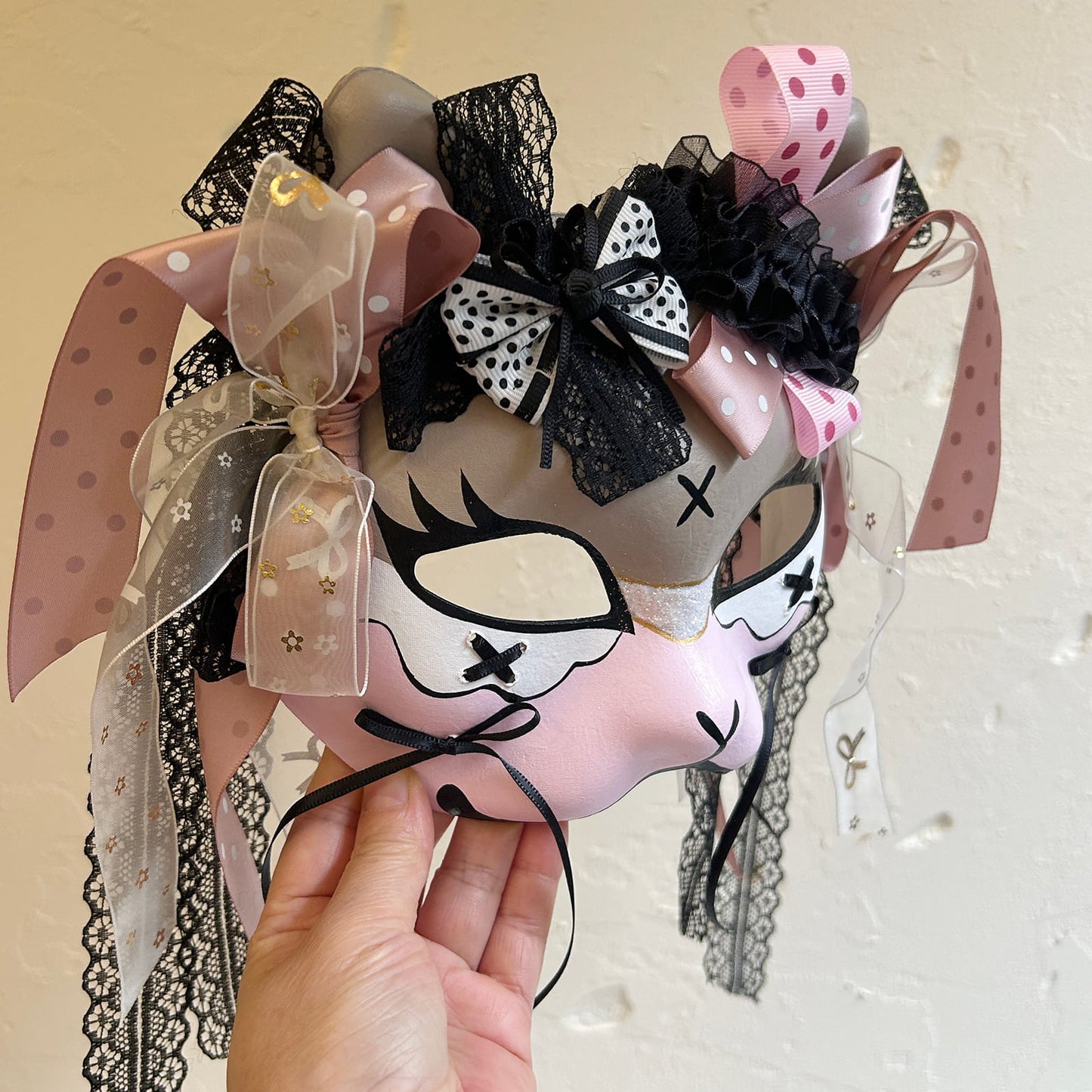 Handmade Cosplay Masquerade cat mask kabuki 10