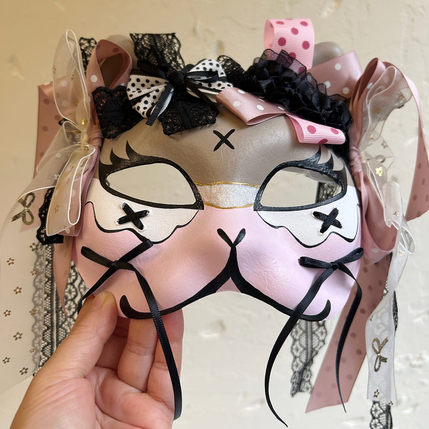 Handmade Cosplay Masquerade cat mask kabuki 10