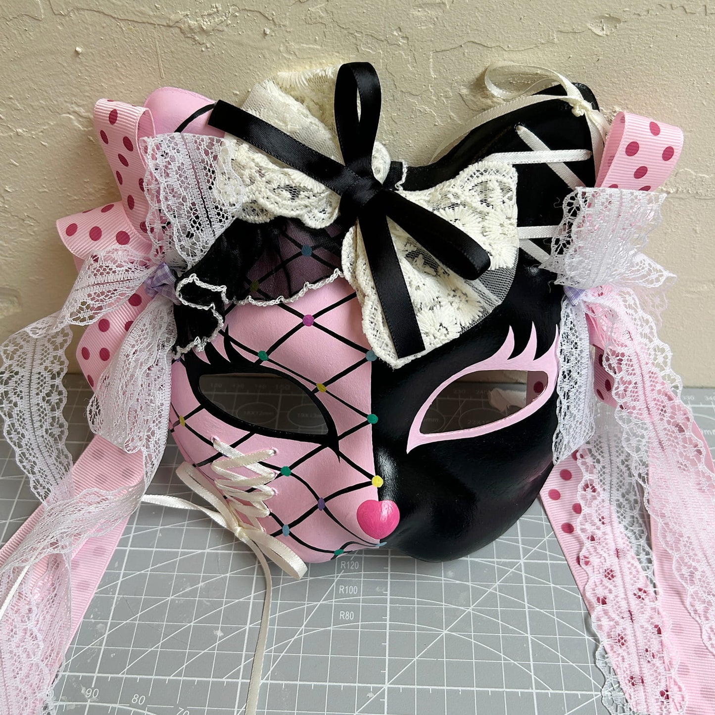 Handmade Masquerade cat mask kabuki 11