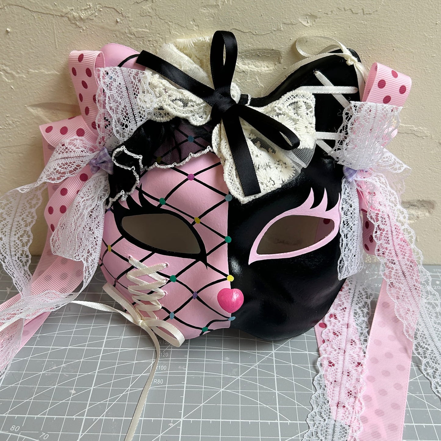 Handmade Masquerade cat mask kabuki 11