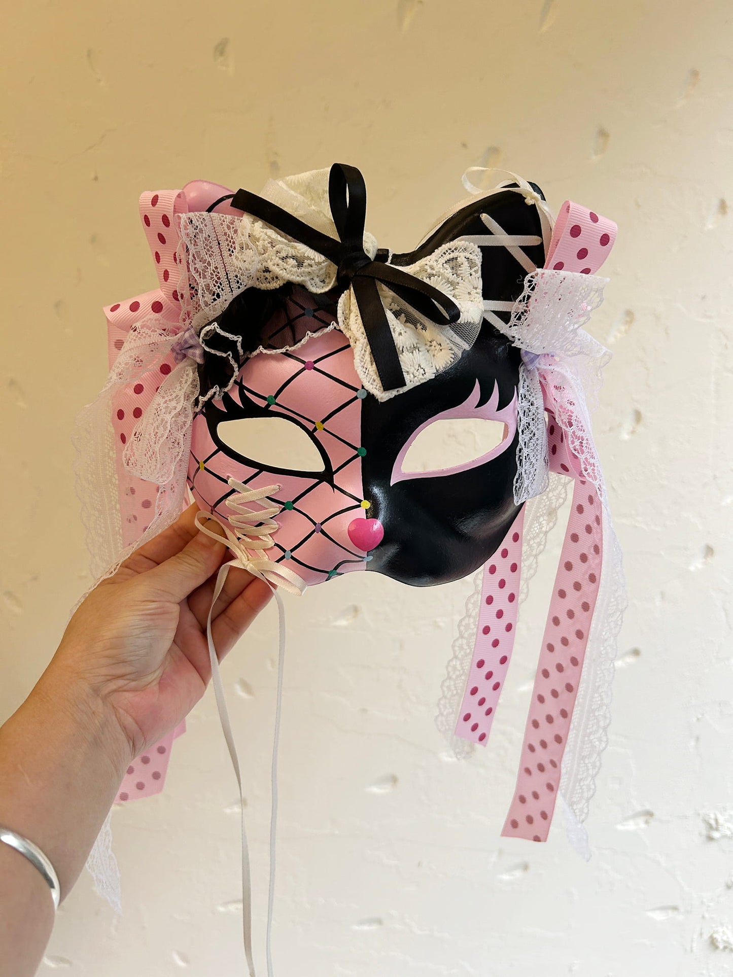 Handmade Masquerade cat mask kabuki 11