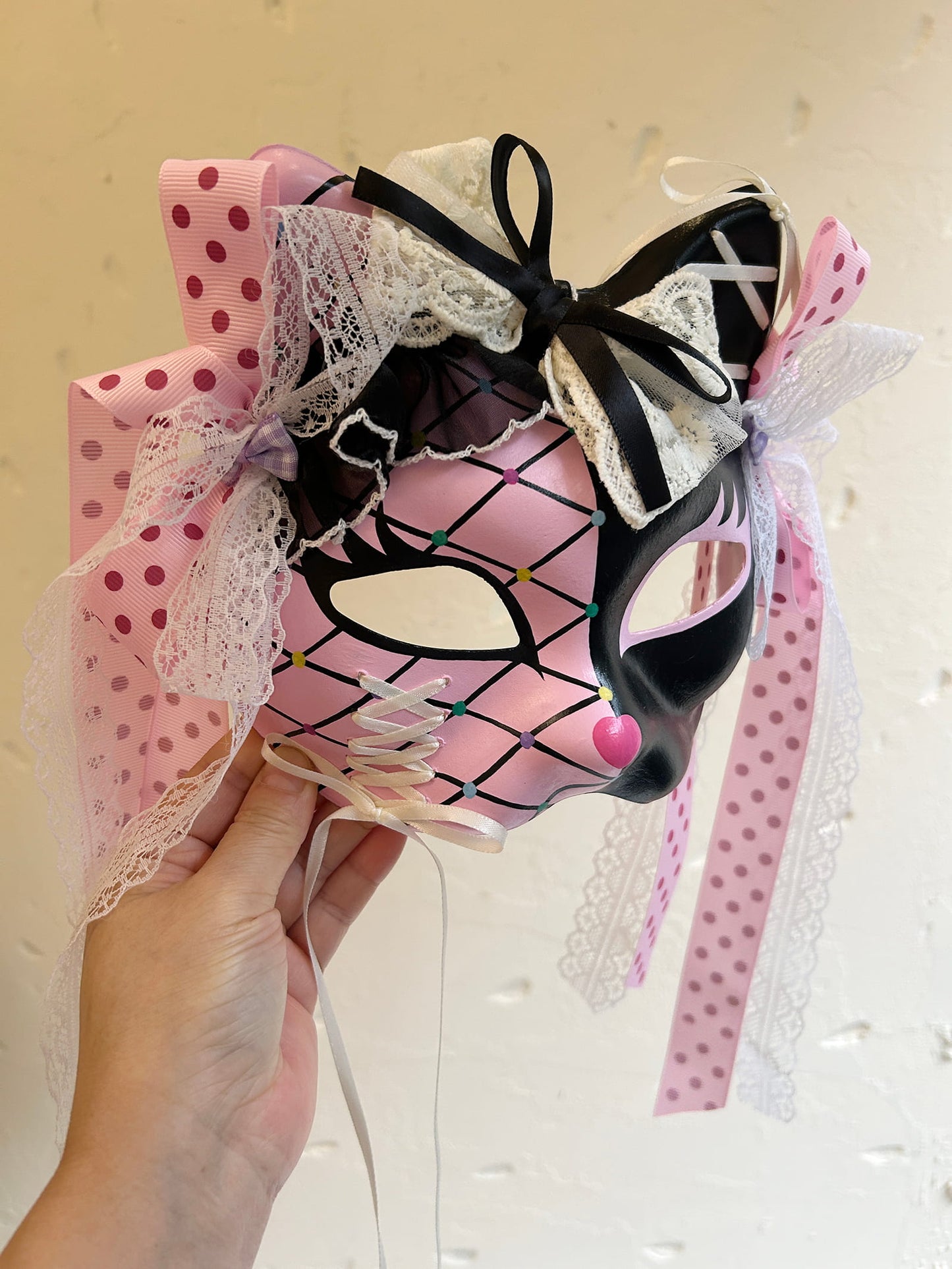 Handmade Masquerade cat mask kabuki 11