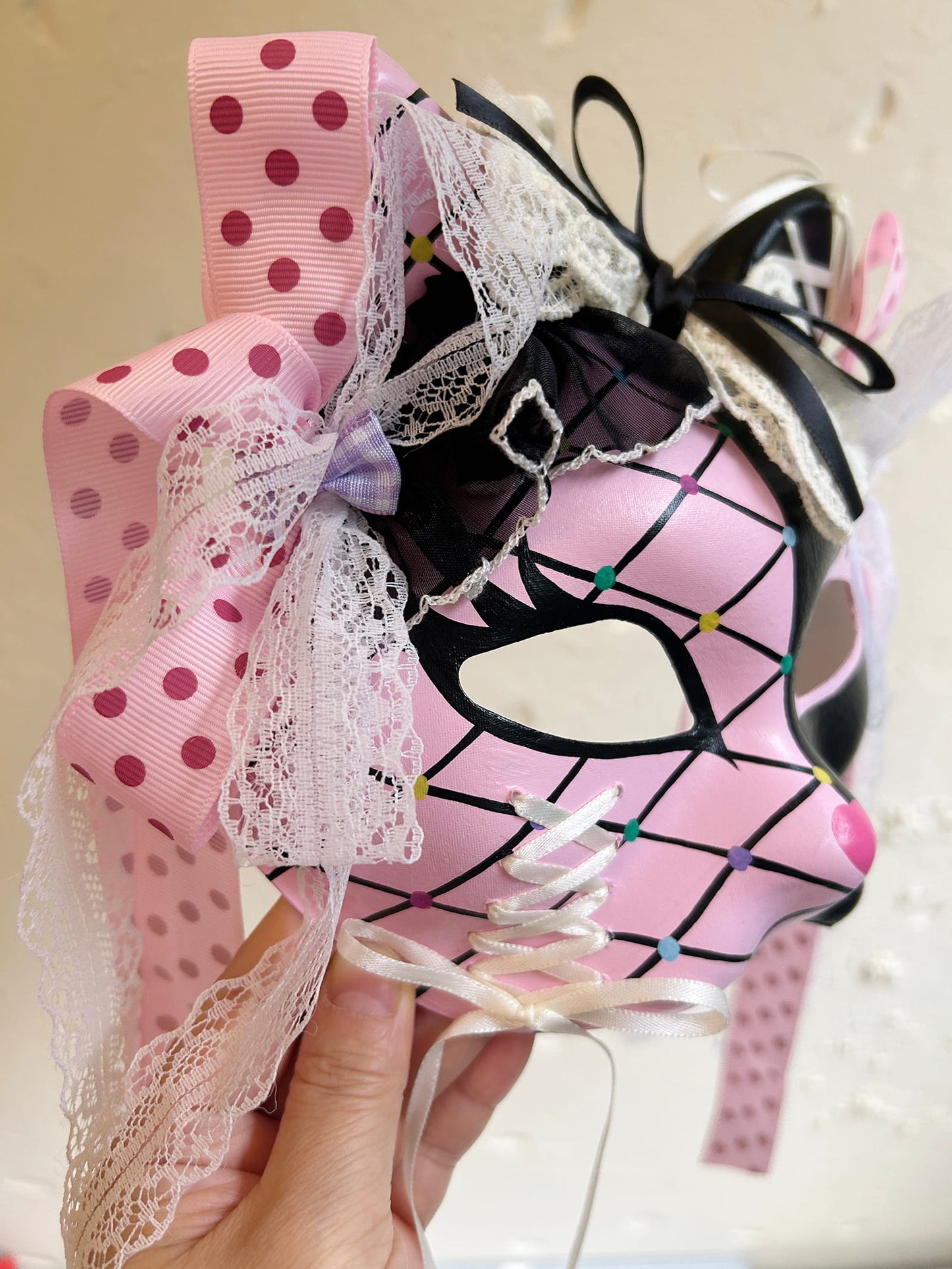 Handmade Masquerade cat mask kabuki 11