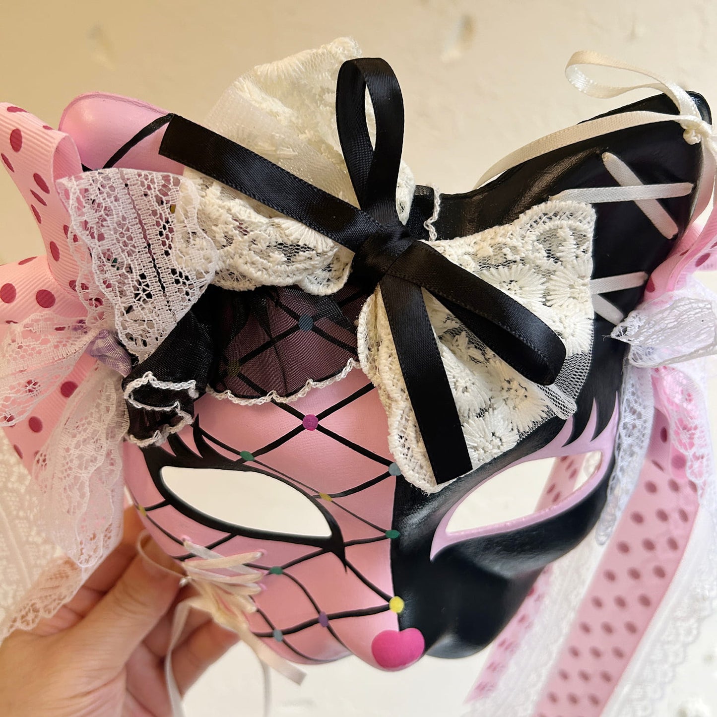 Handmade Masquerade cat mask kabuki 11
