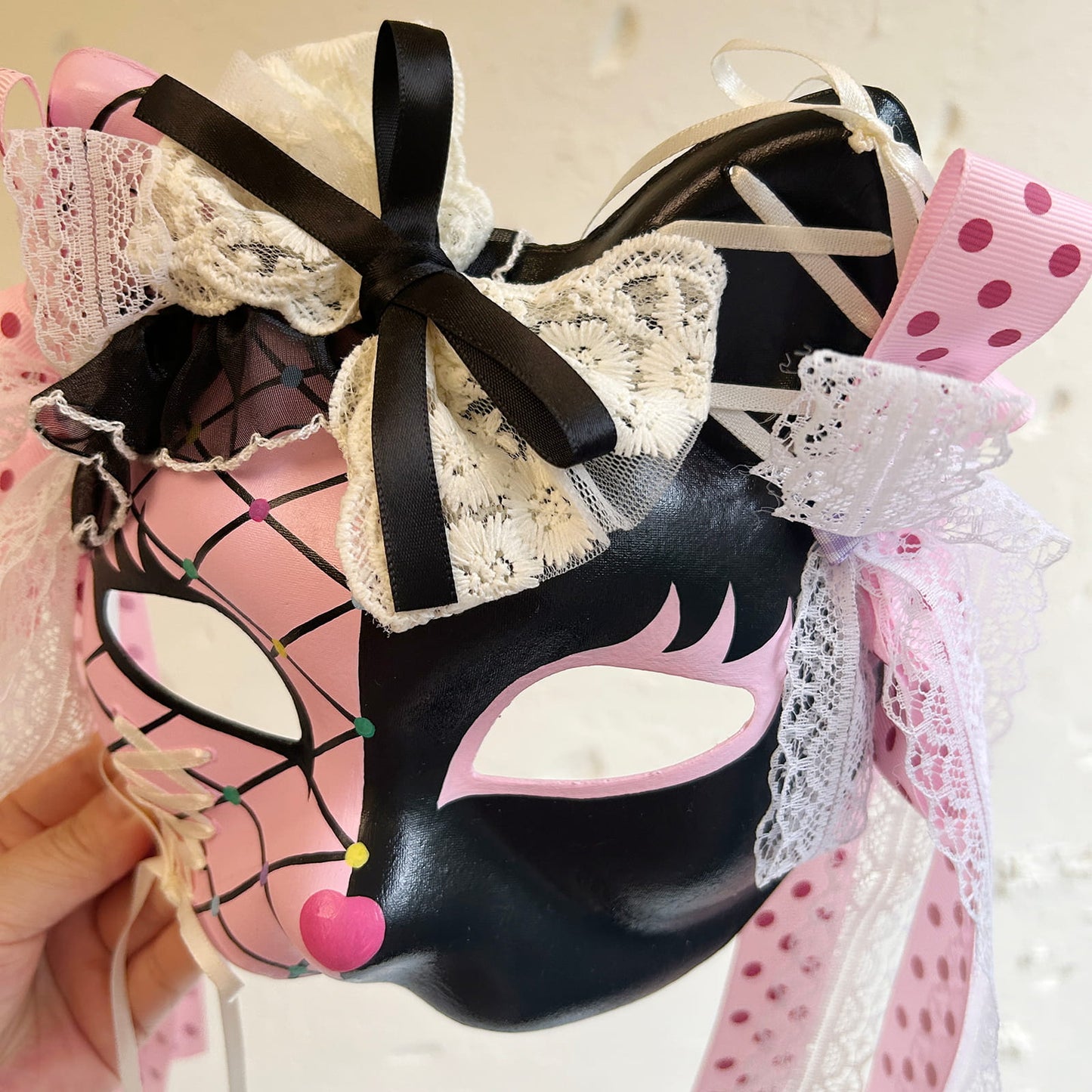 Handmade Masquerade cat mask kabuki 11