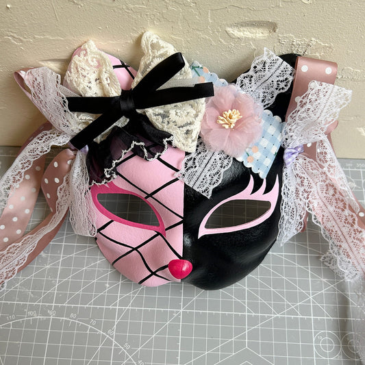 Handmade Masquerade cat mask kabuki 12