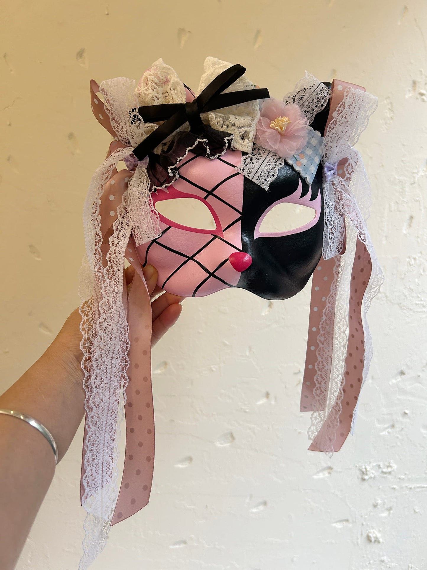Handmade Masquerade cat mask kabuki 12
