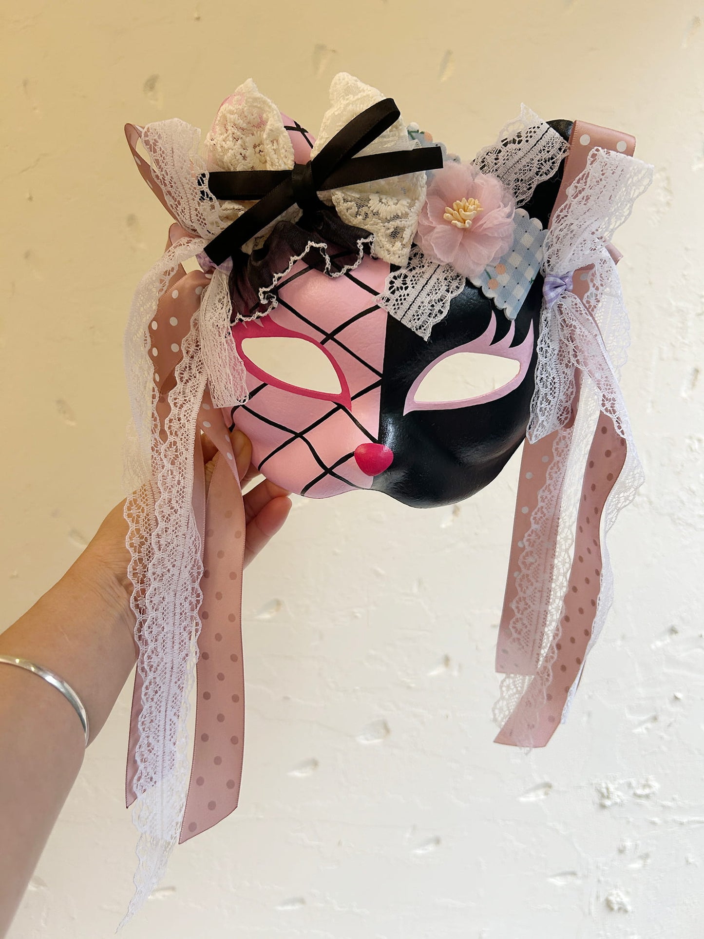 Handmade Masquerade cat mask kabuki 12