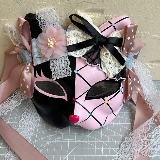 Handmade Masquerade cat mask kabuki 13