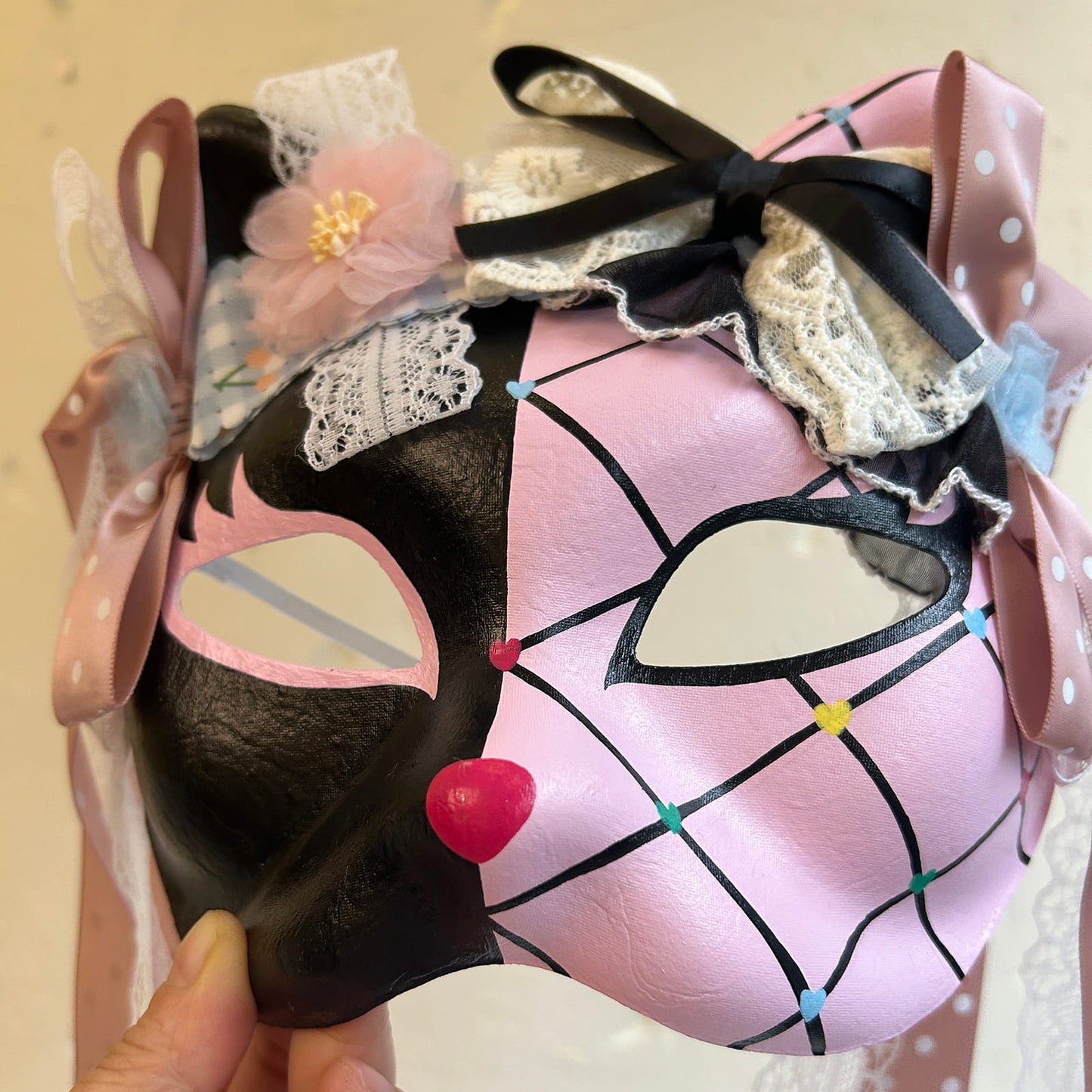 Handmade Masquerade cat mask kabuki 13