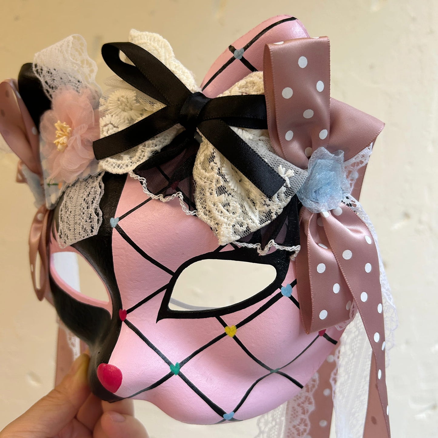 Handmade Masquerade cat mask kabuki 13