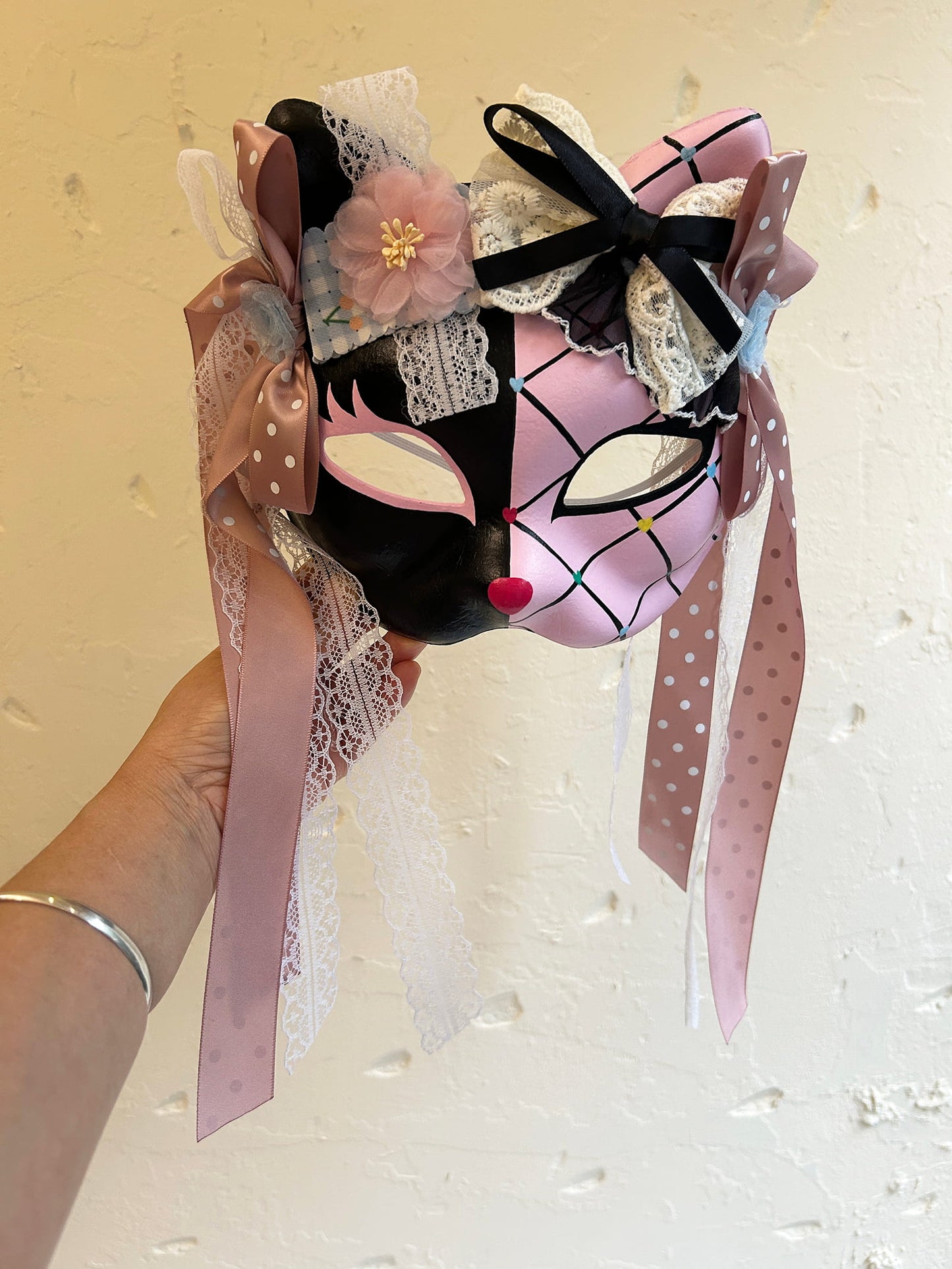 Handmade Masquerade cat mask kabuki 13