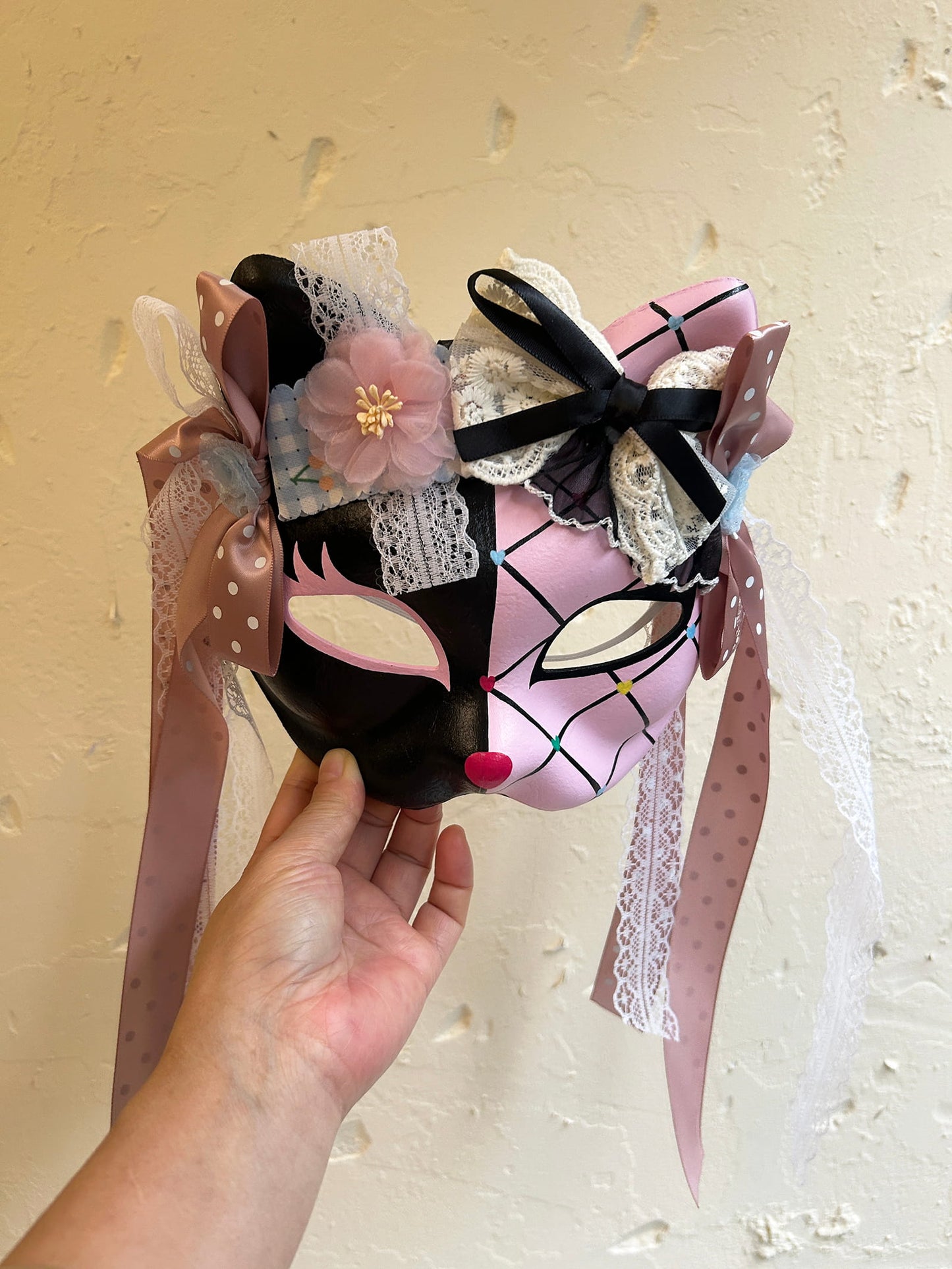 Handmade Masquerade cat mask kabuki 13