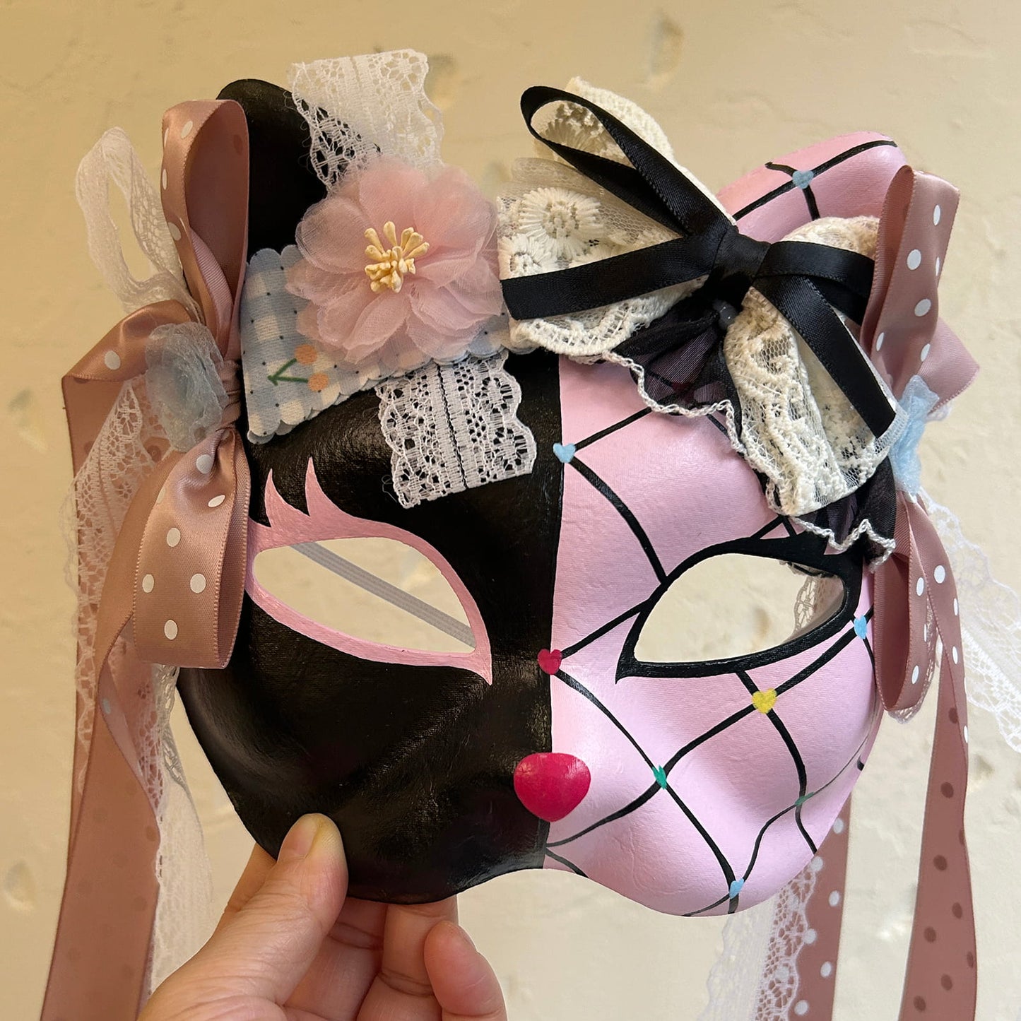 Handmade Masquerade cat mask kabuki 13