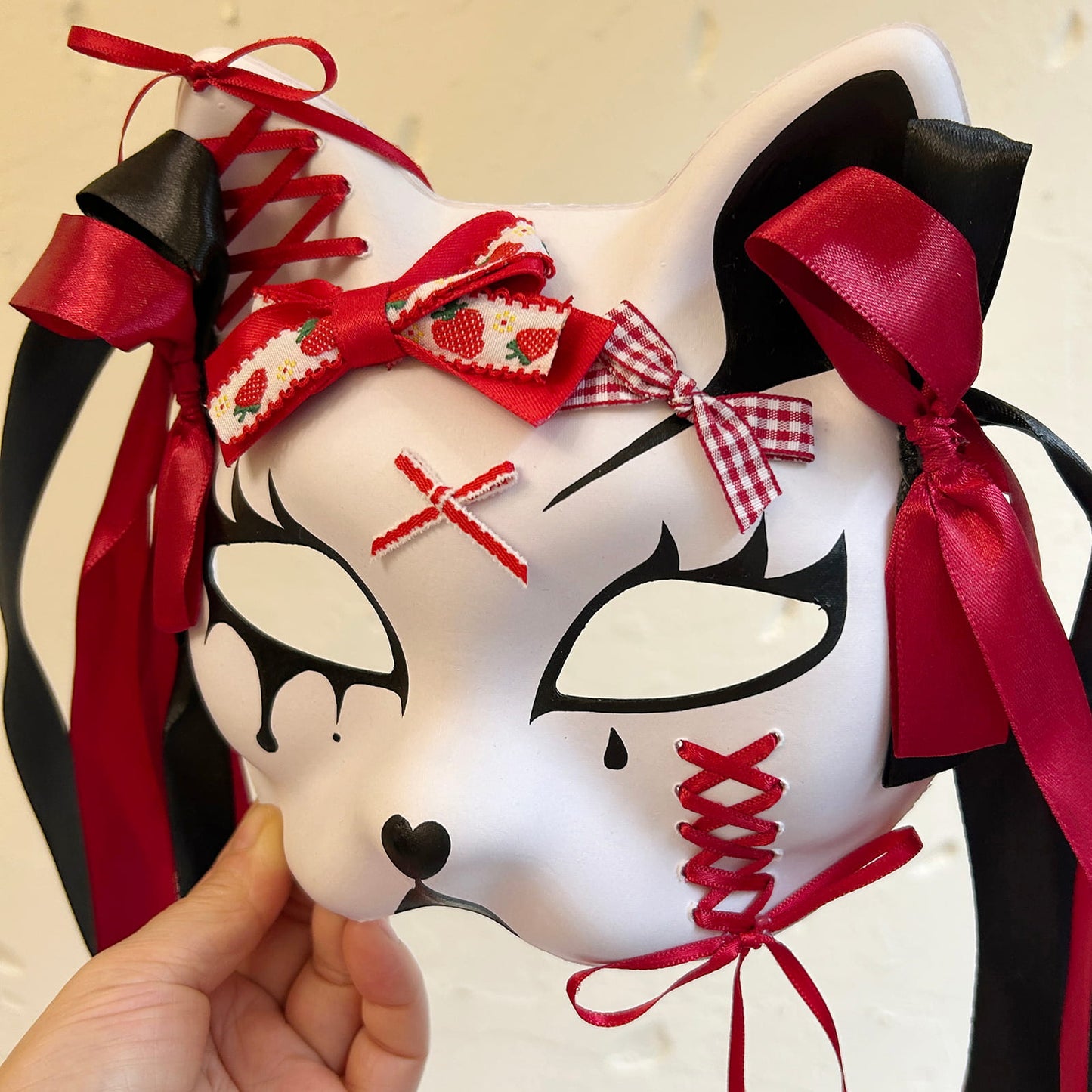 Handmade Masquerade cat mask spirit kabuki 01