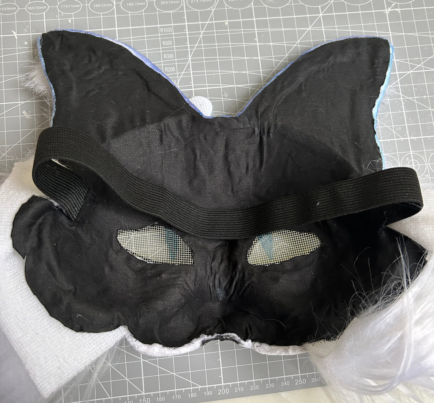 Handmade Therain fish cat mask a blue cat with fish 01