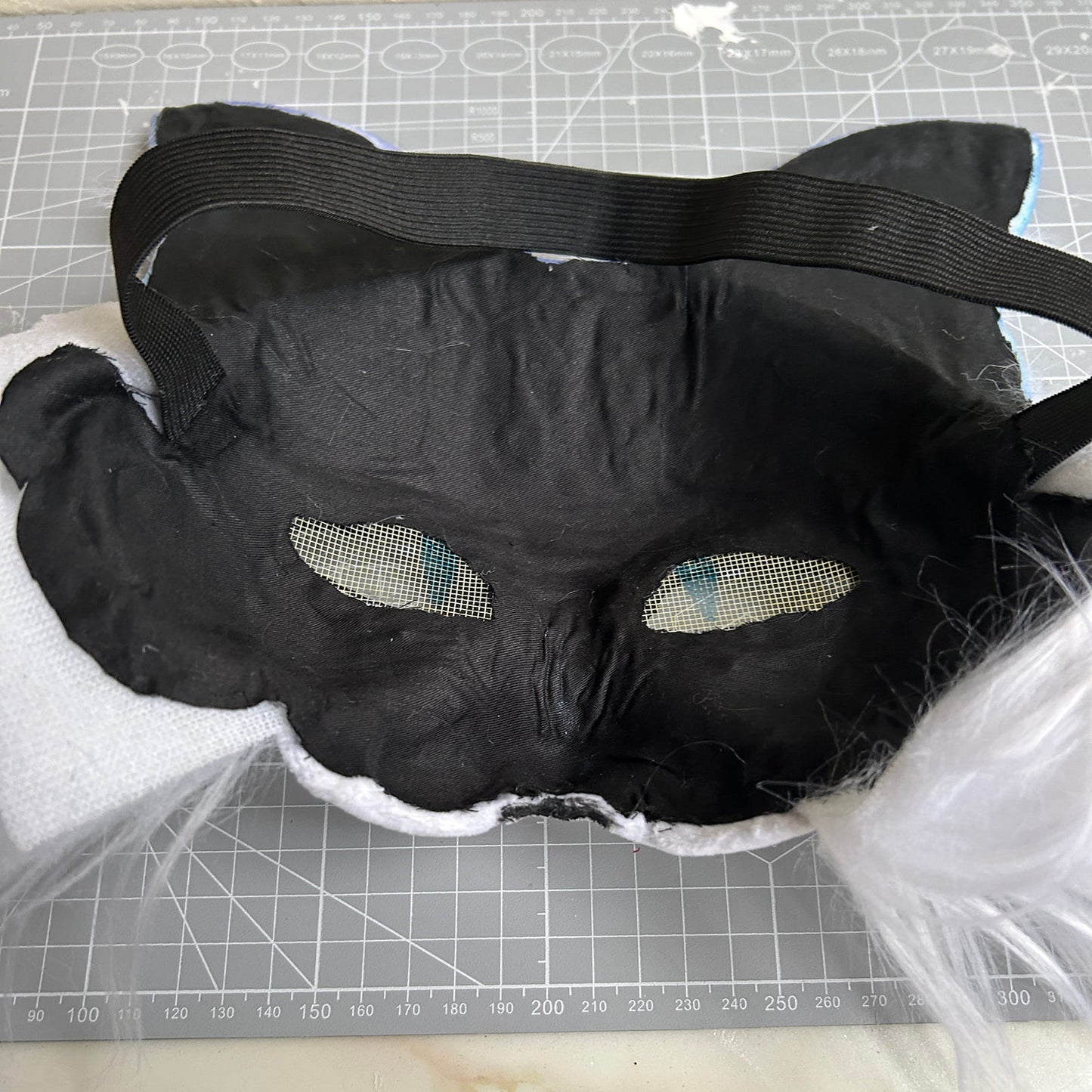 Handmade Therain fish cat mask a blue cat with fish 01