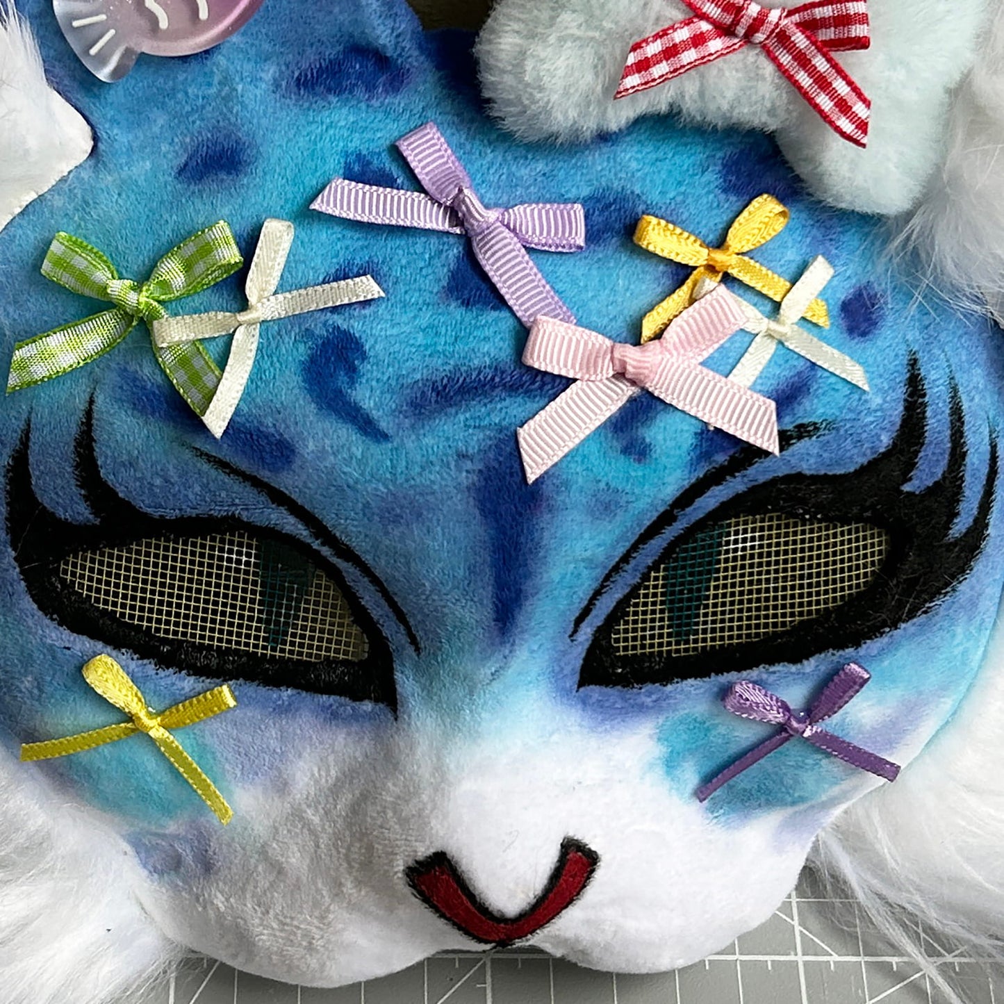 Handmade Therain fish cat mask a blue cat with fish 01