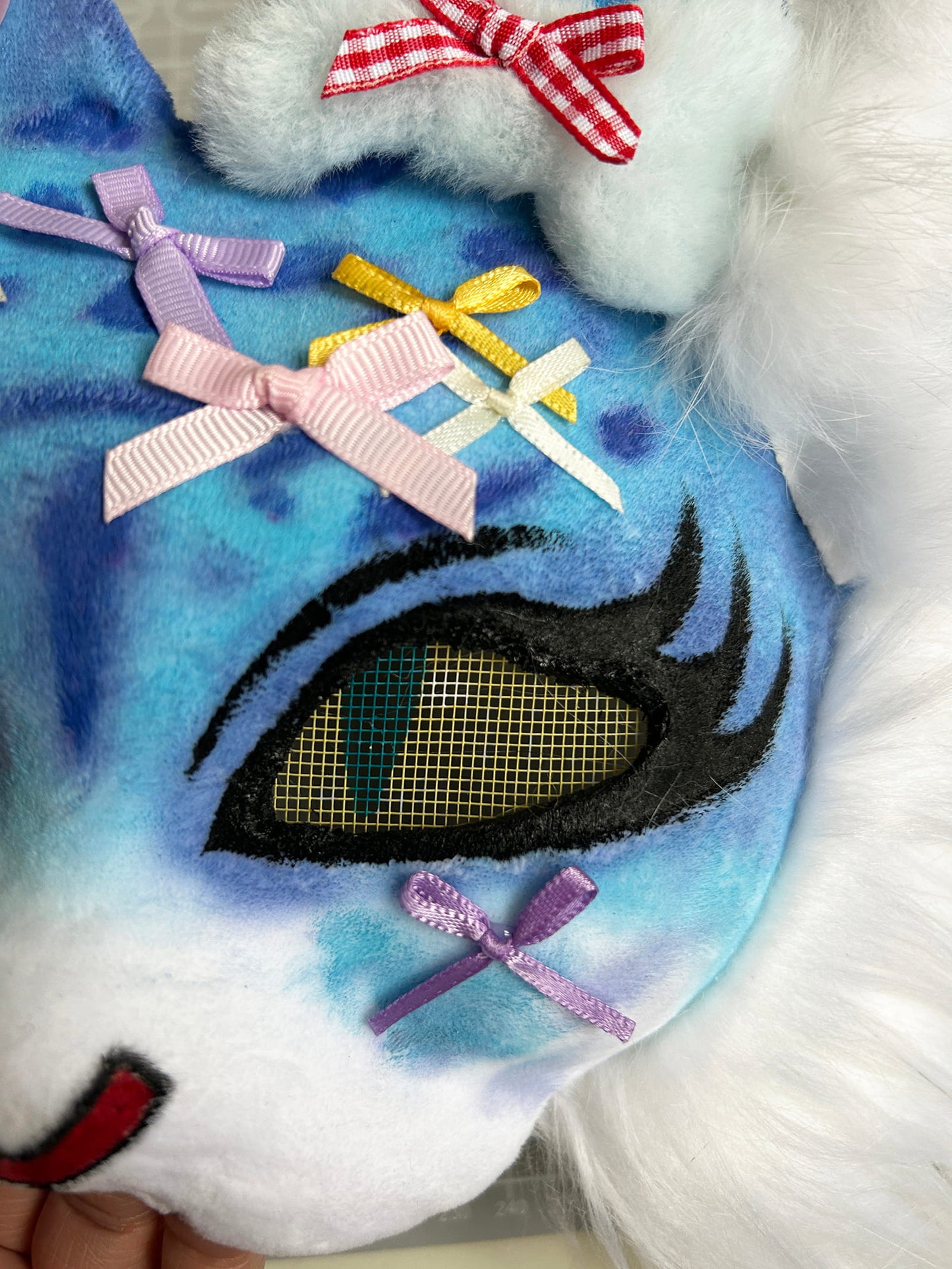 Handmade Therain fish cat mask a blue cat with fish 01
