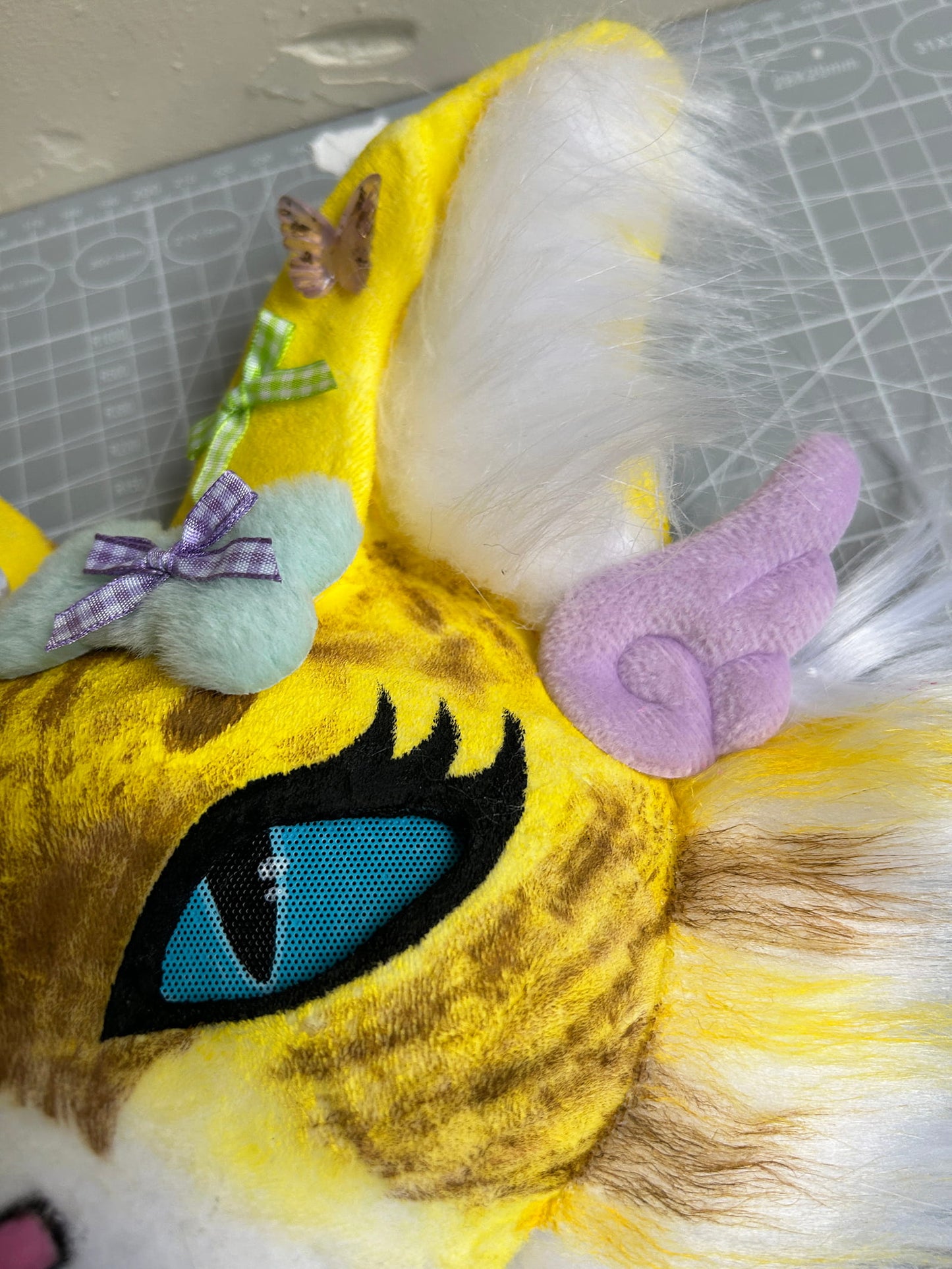 Handmade Therain fish cat mask a yellow cat with wings 01