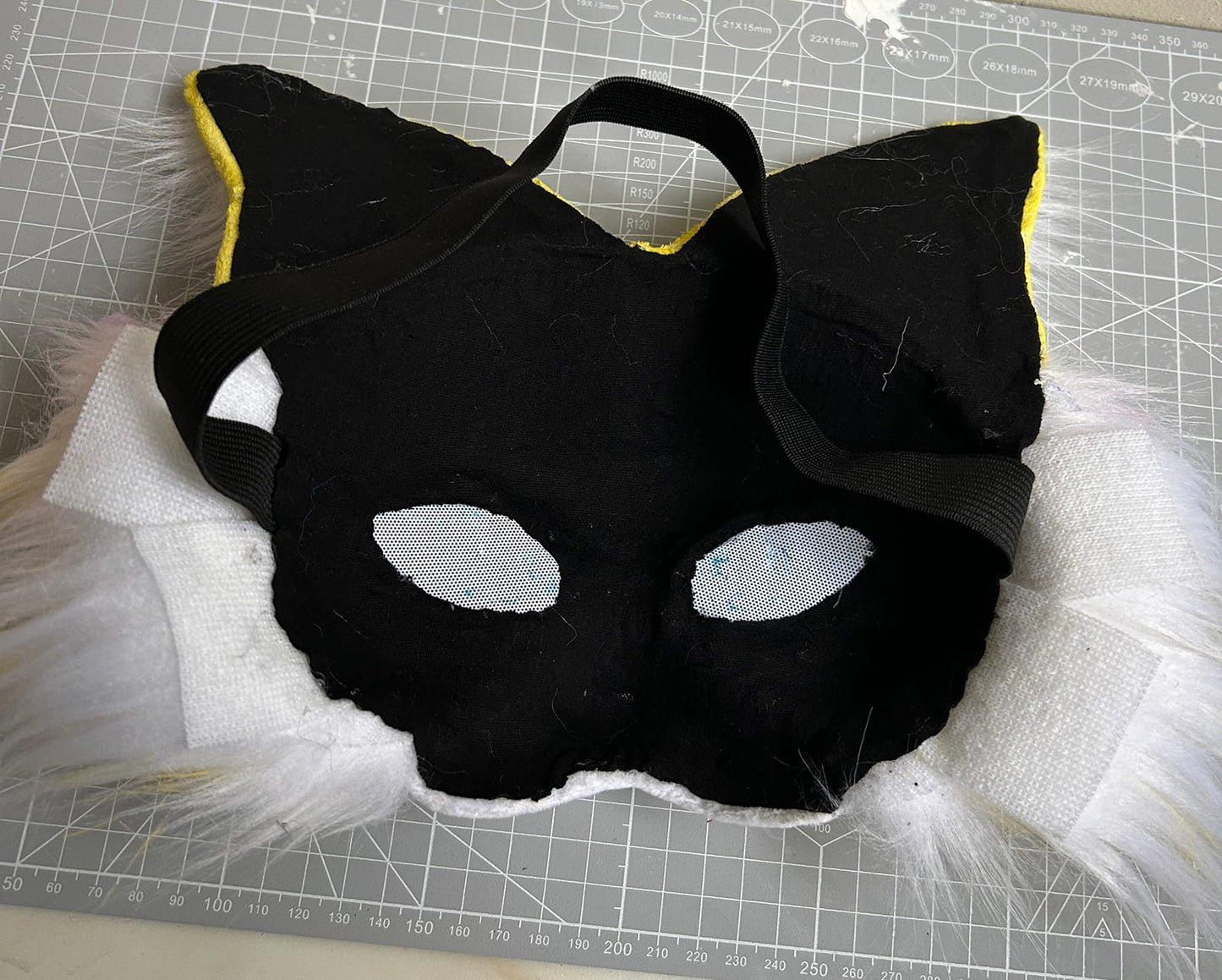 Handmade Therain fish cat mask a yellow cat with wings 01
