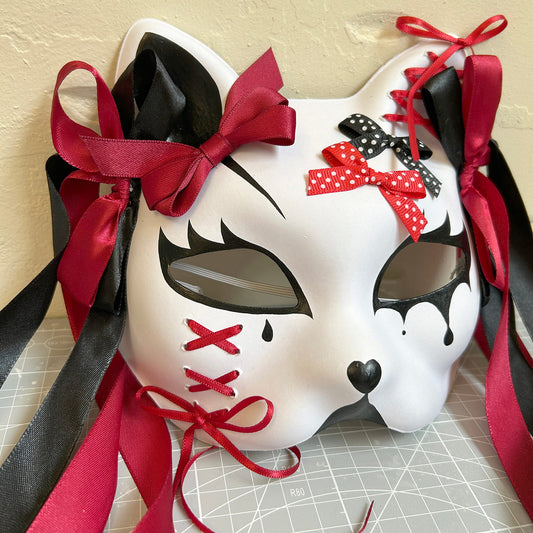 Kabuki cat Mask for Masquerade Costume 01