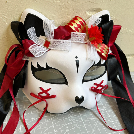 Kabuki cat Mask for Masquerade Costume 02