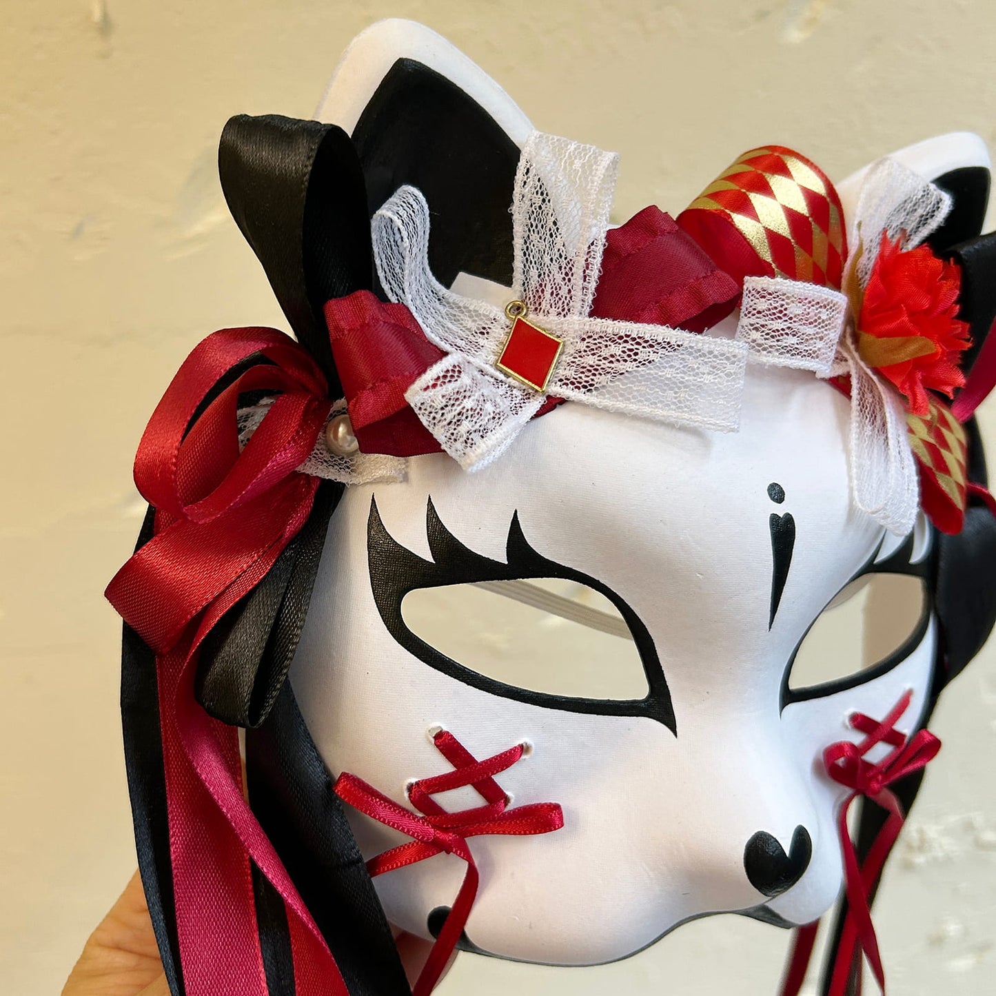 Kabuki cat Mask for Masquerade Costume 02