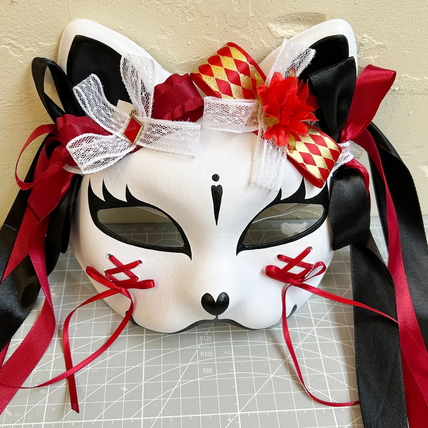 Kabuki cat Mask for Masquerade Costume 02