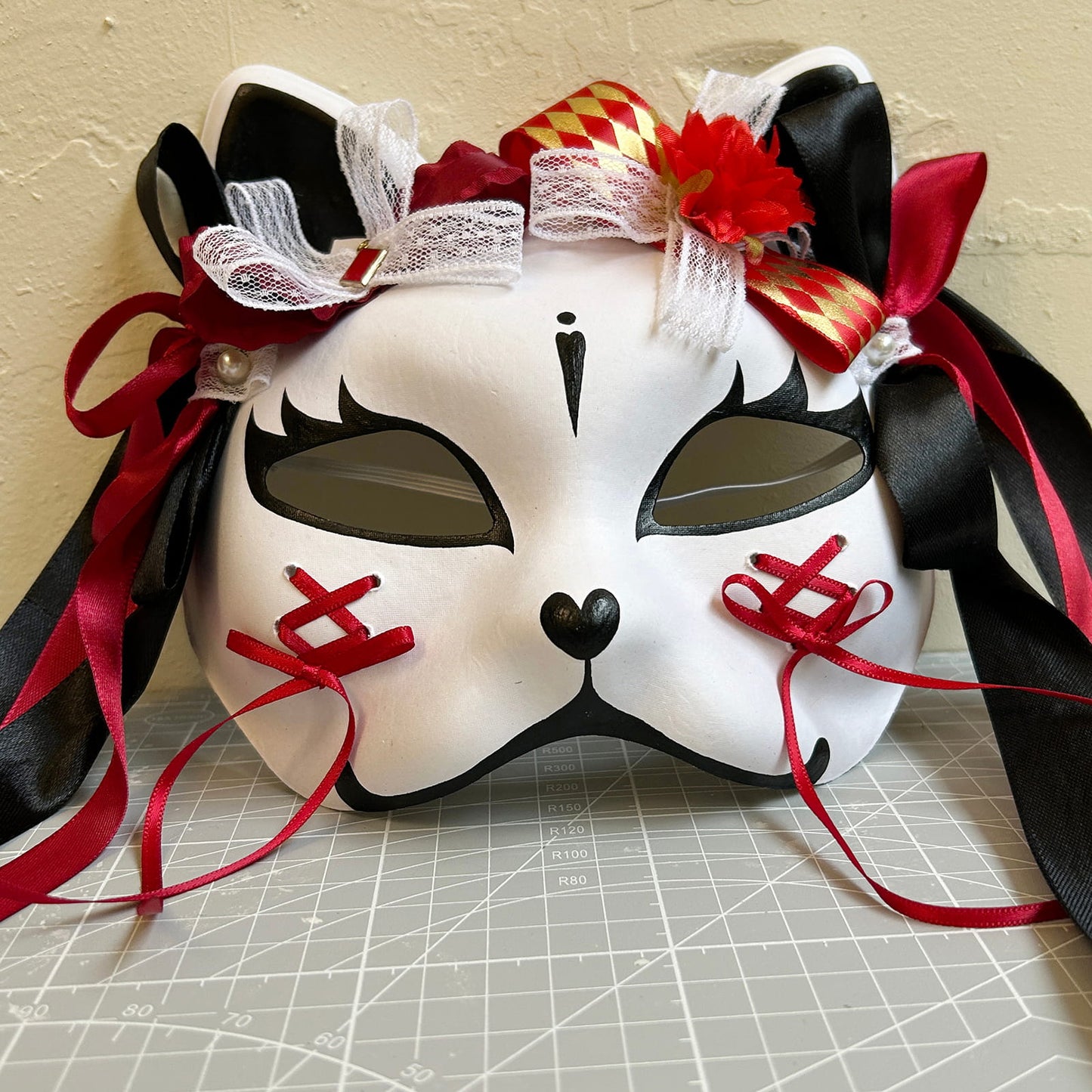 Kabuki cat Mask for Masquerade Costume 02