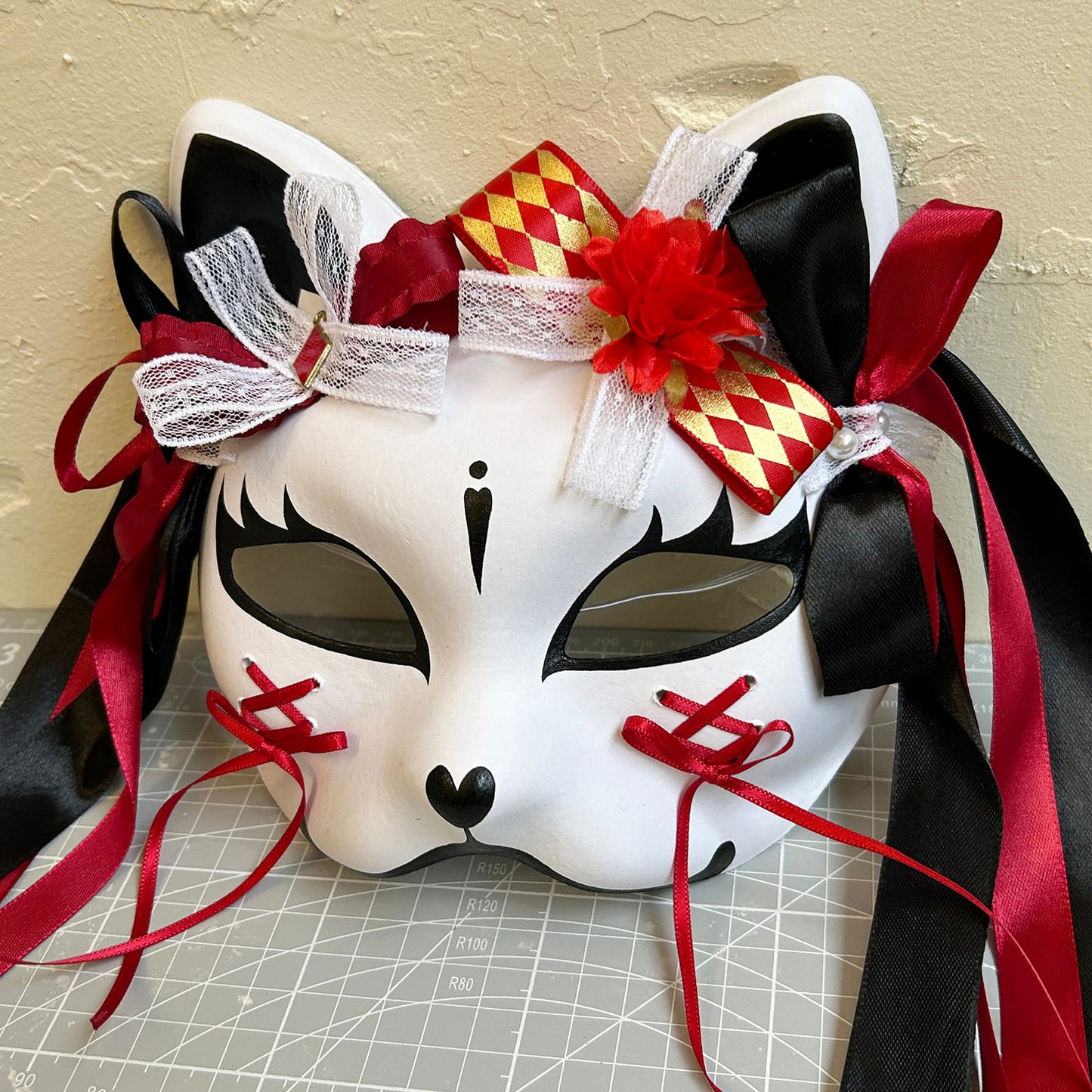 Kabuki cat Mask for Masquerade Costume 02
