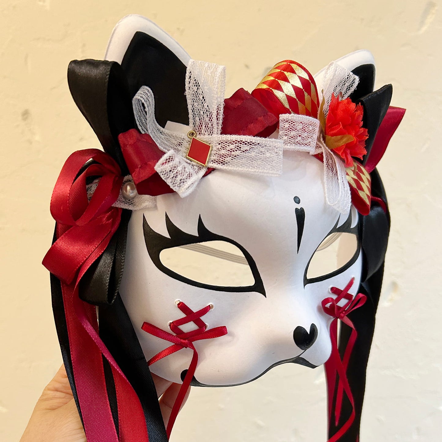 Kabuki cat Mask for Masquerade Costume 02
