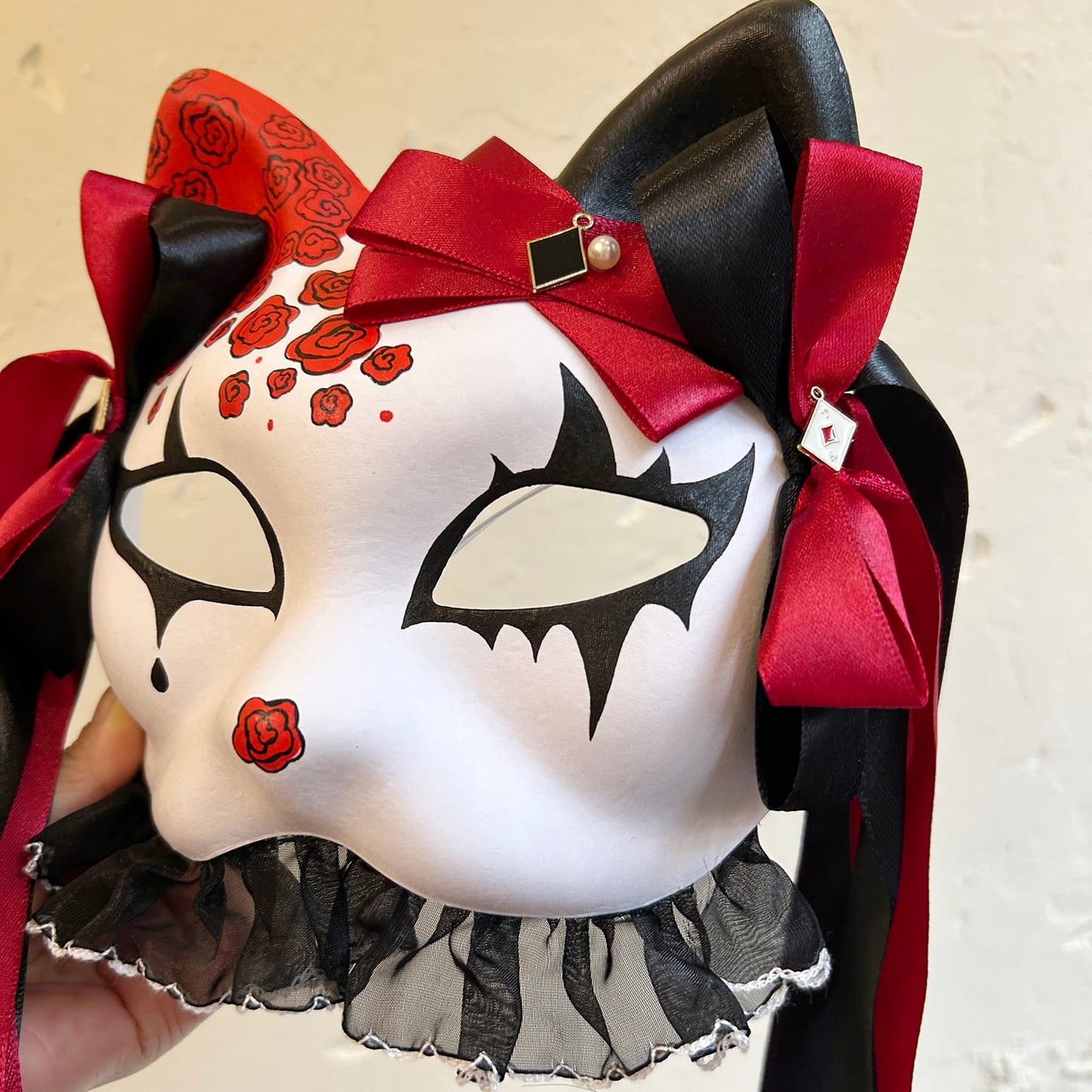 Masquerade Rose cat mask Kitsune spirit kabuki 02