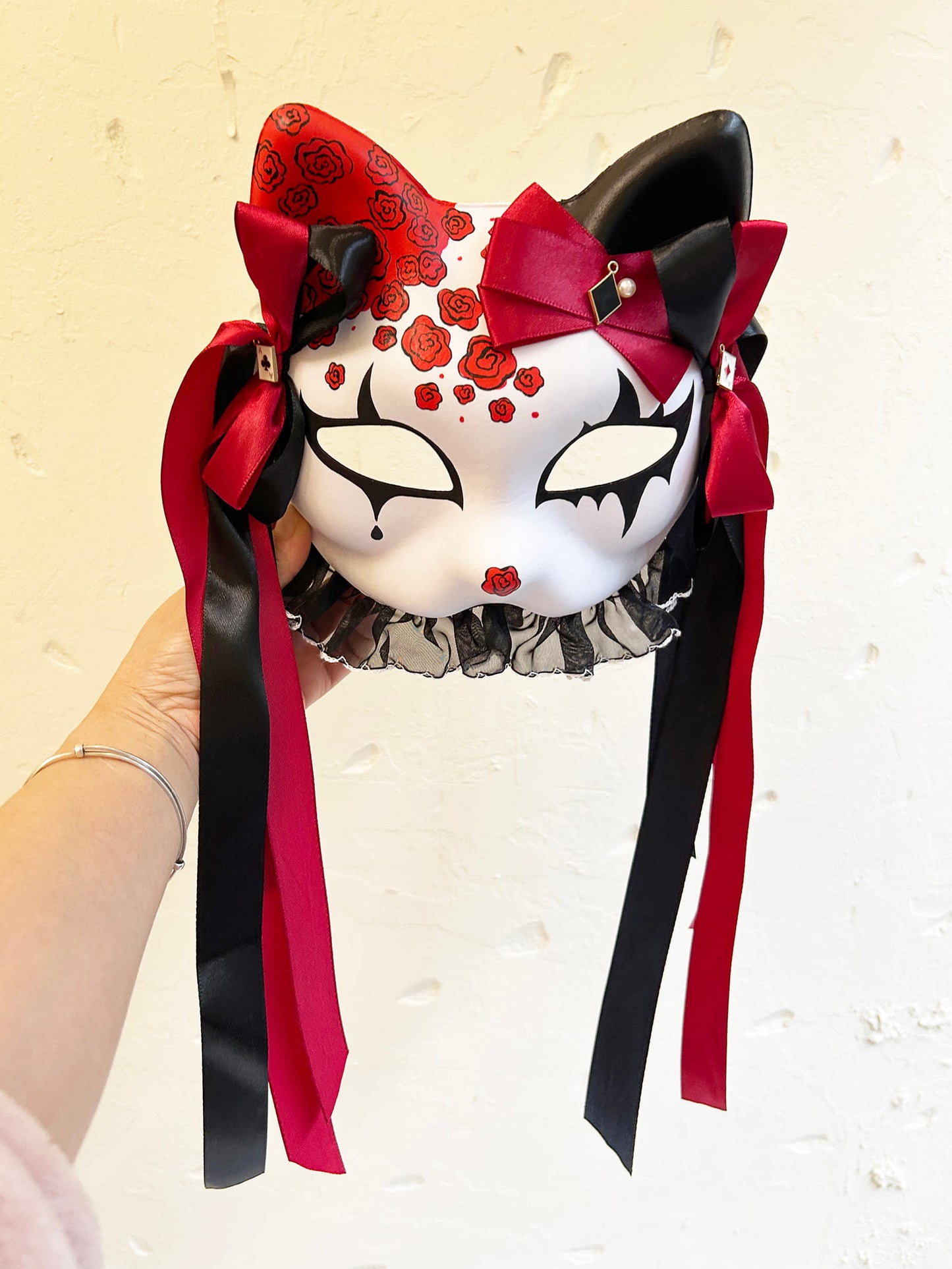Masquerade Rose cat mask Kitsune spirit kabuki 02
