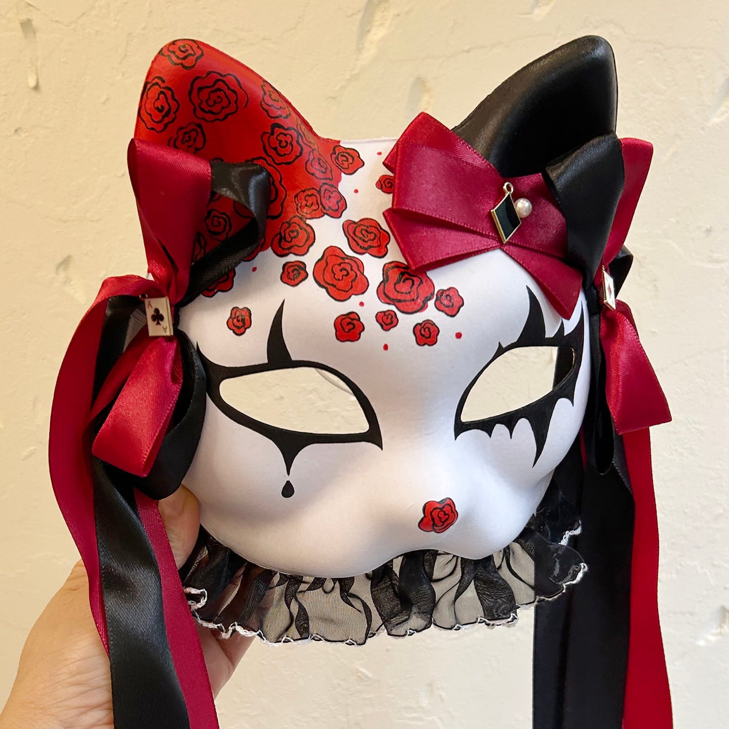 Masquerade Rose cat mask Kitsune spirit kabuki 02