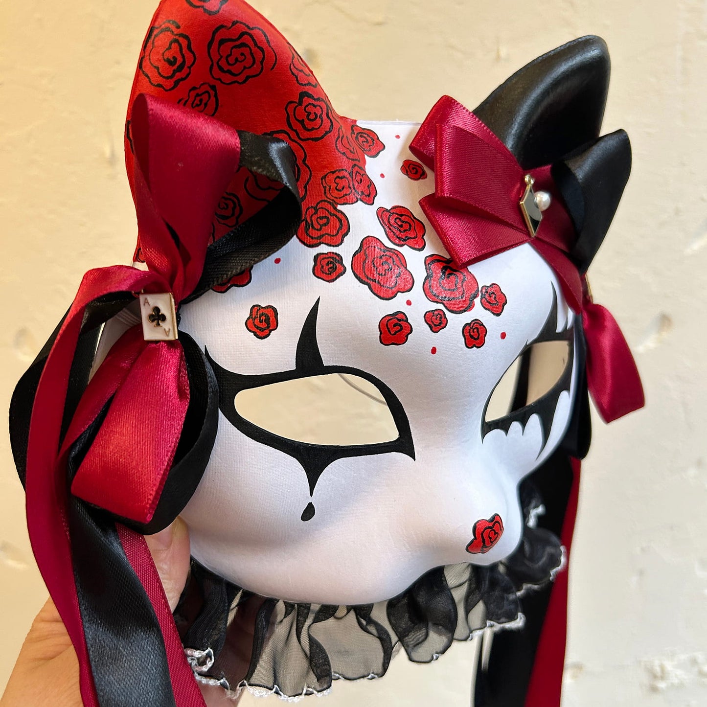 Masquerade Rose cat mask Kitsune spirit kabuki 02