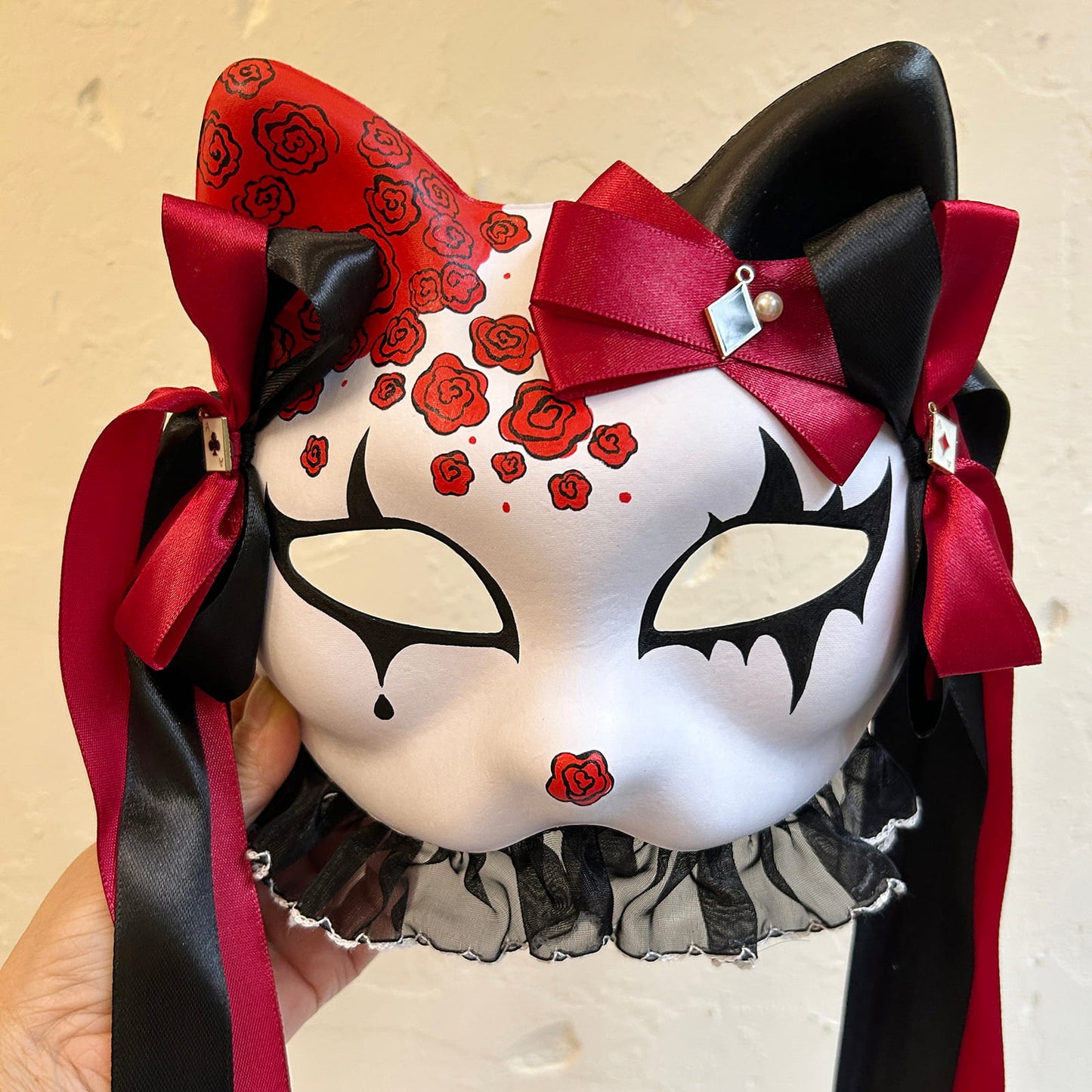Masquerade Rose cat mask Kitsune spirit kabuki 02