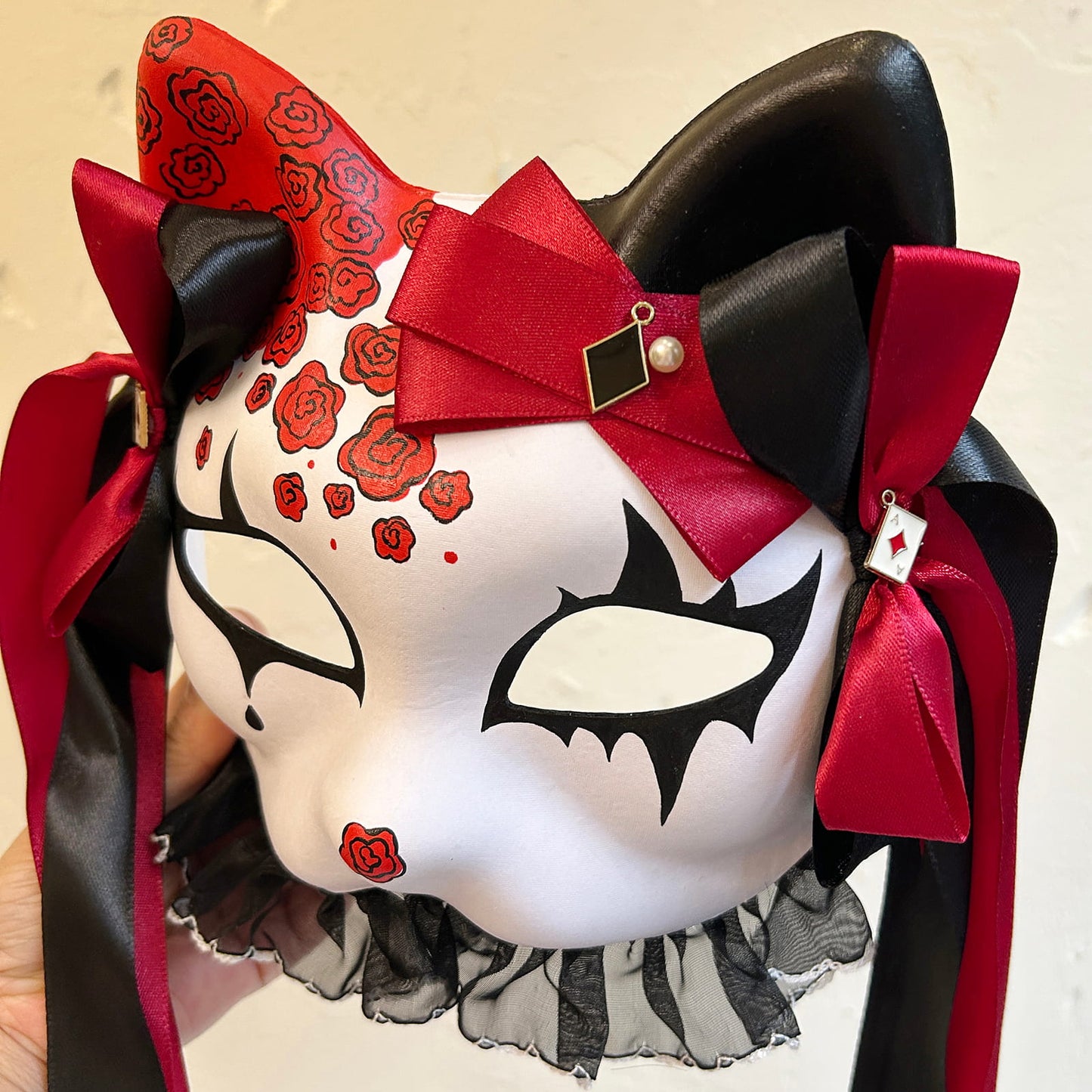 Masquerade Rose cat mask Kitsune spirit kabuki 02